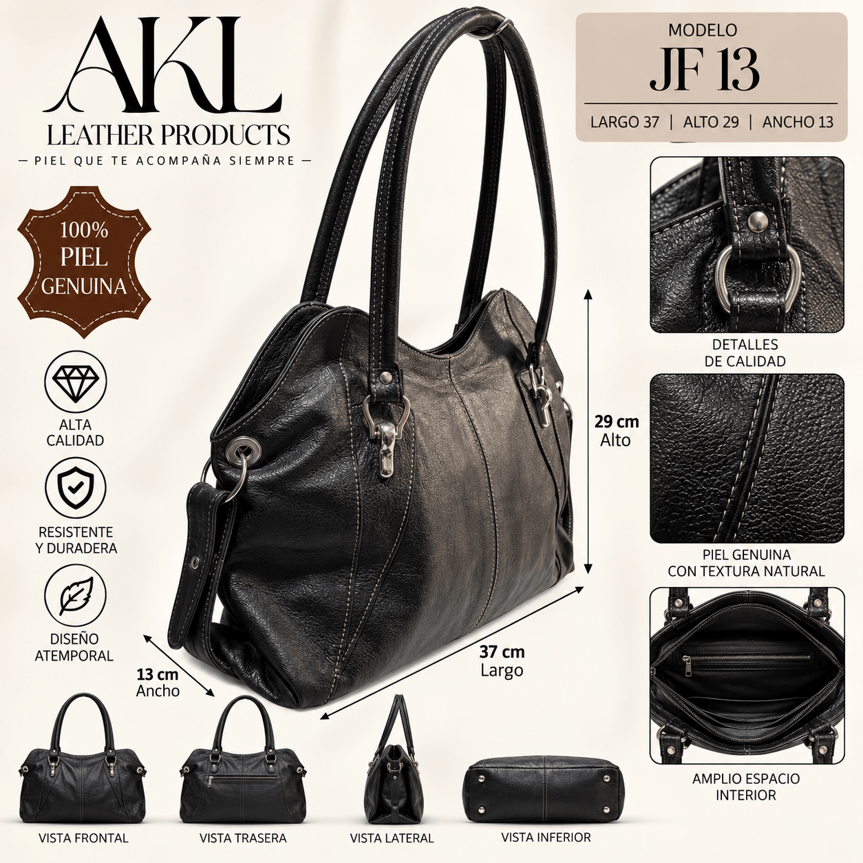 Bolsa Grande Jf13 Piel Legitima Ternera Suave — imagen 2