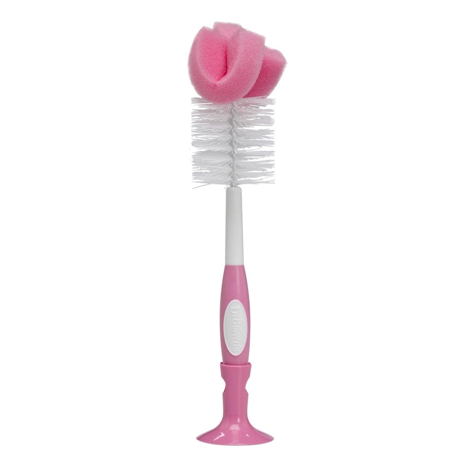 Cepillo Para Biberones/mamilas Con Esponja Escobillon Y Limpia Tetinas Dr Browns Color Rosa Con Succión — imagen 1