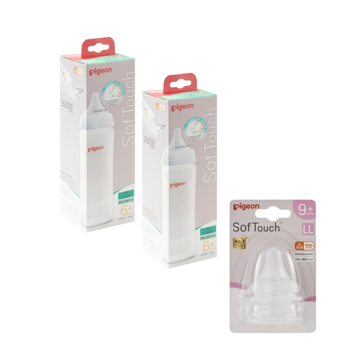 Combo 2 Biberones Pigeon 330ML y 2 Tetinas Extra Flujo LL — imagen 2