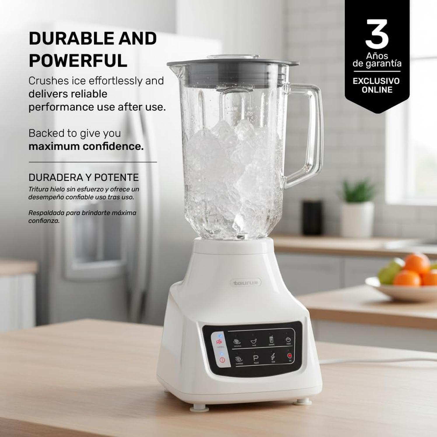 Licuadora Taurus Potenza Comfort Vaso de Vidrio 2.1 L 1000 W Blanca — imagen 9