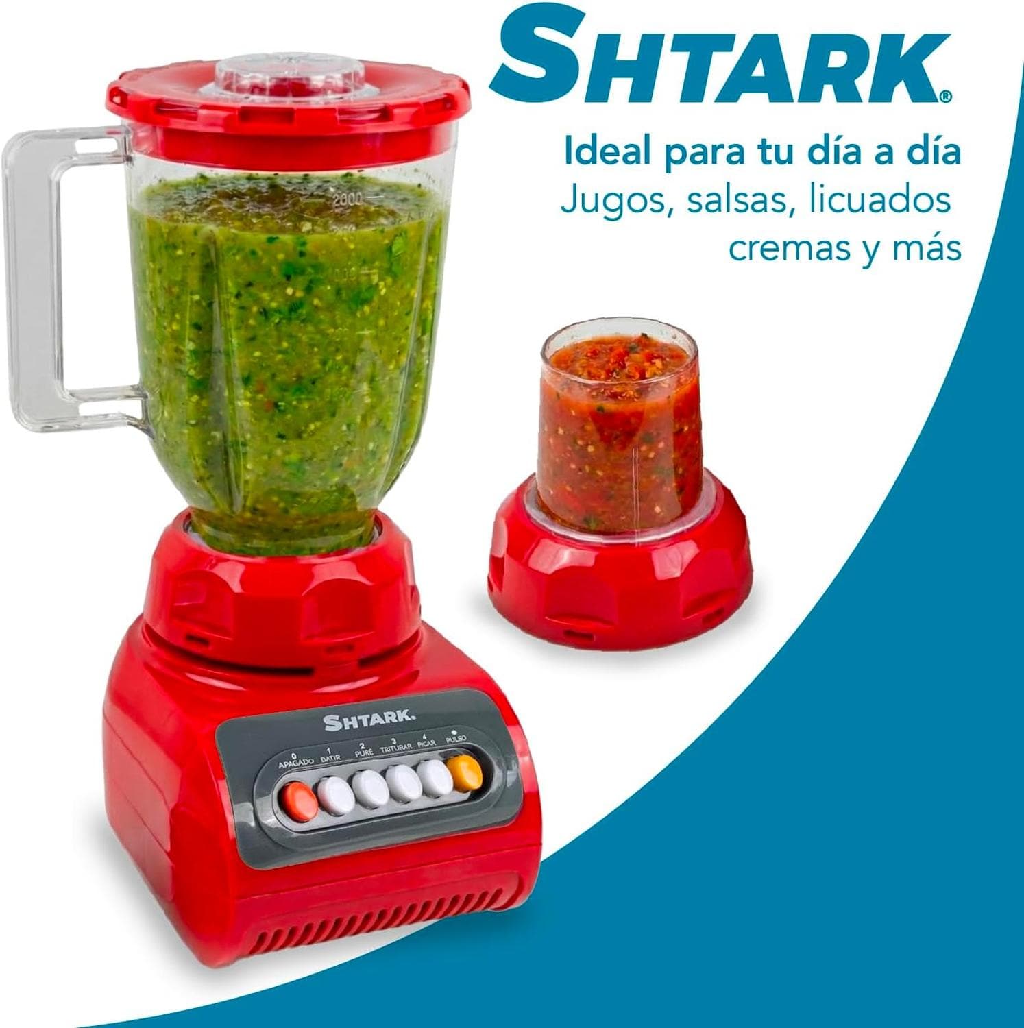 Licuadora Shtark 500W 1.5L con Vaso y Molinillo Rojo — image 3