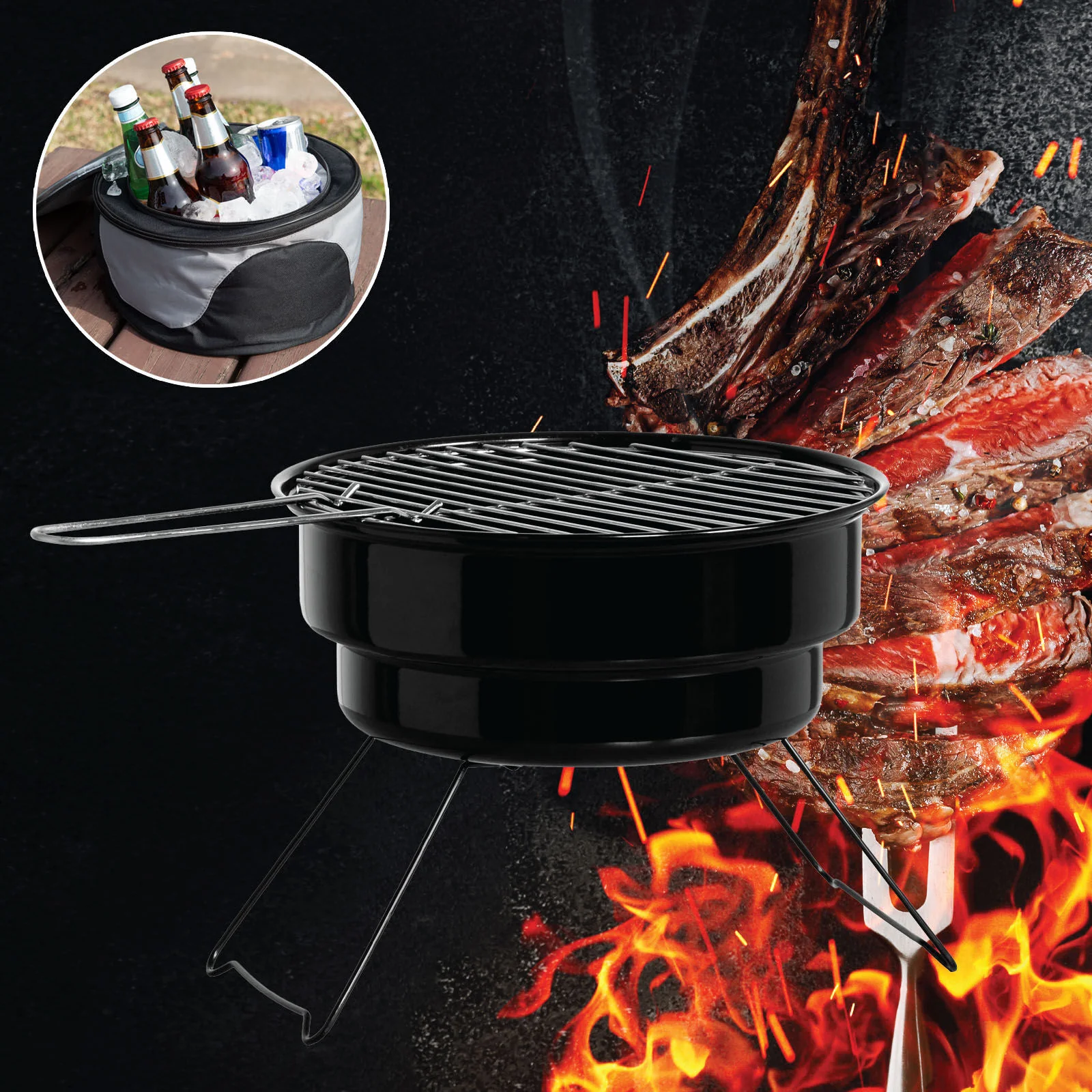 Asador Portatil Carbon con Hielera 5 litros — imagen 8