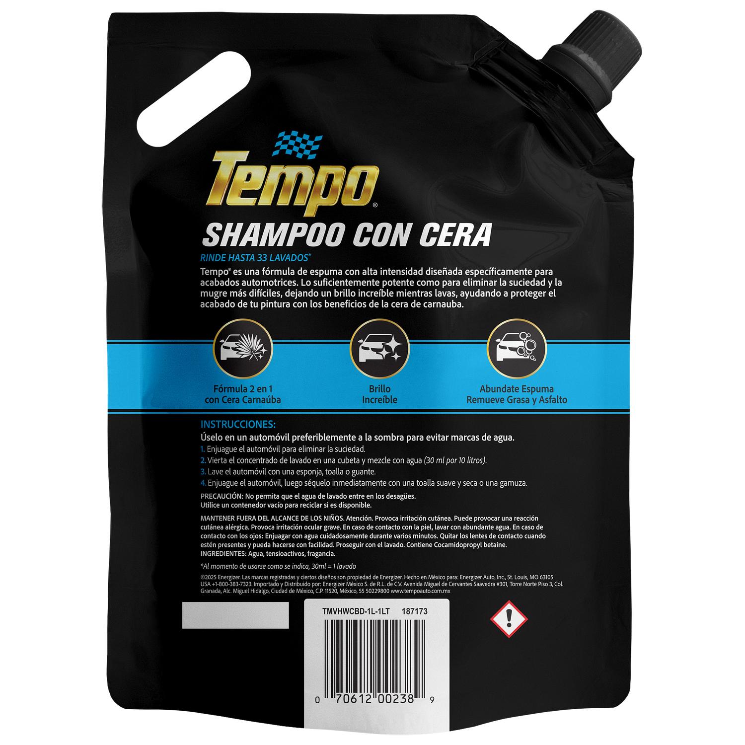 Shampoo con Cera para Auto Tempo 1 Litro con Brillo — imagen 2