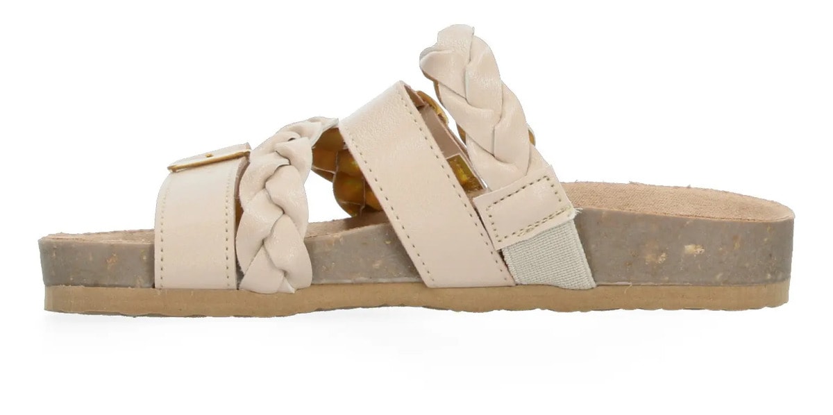 Sandalias Tropicana Dama Correas Trenzada Casual Beige Mujer — imagen 6