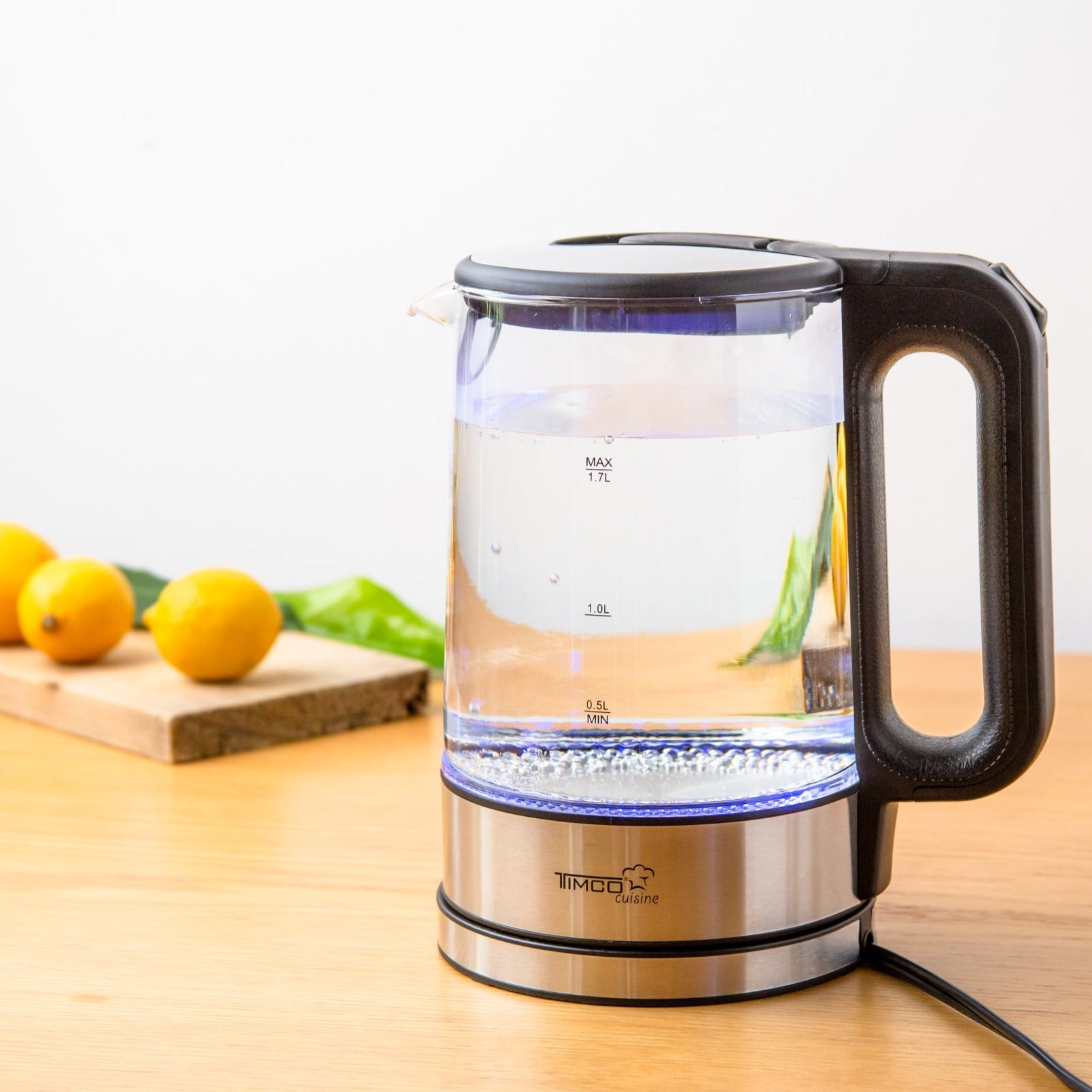 Tetera Jarra Eléctrica de Vidrio 1.7 L Hervidor Agua Acero Inoxidable Timco JE8707 — imagen 8