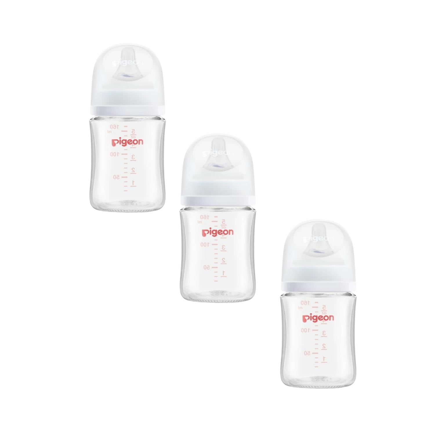 Combo 3 Biberones Pigeon Softouch 160ml Vidrio Transparente — imagen 2