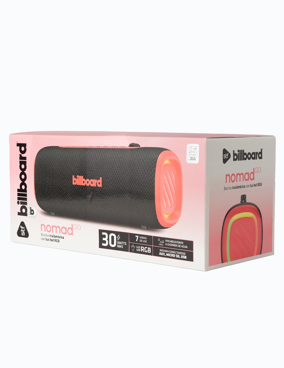 Bocina Billboard Nomad Go 30W RMS con Luz LED RGB, IPX5, TWS, US,Micro SD y Conectividad Inalámbrica — imagen 10