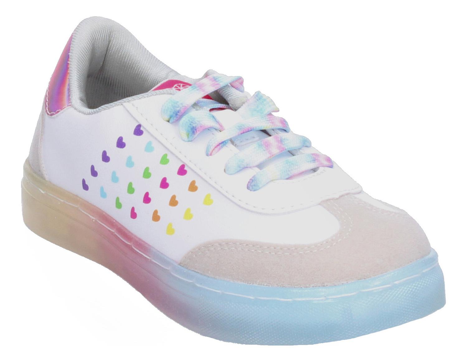 Tenis Tropicana Niña Diseño Multi Corazones Casual Cómodo Ajuste Cintas Deportivo Blanco T18-24 — imagen 2