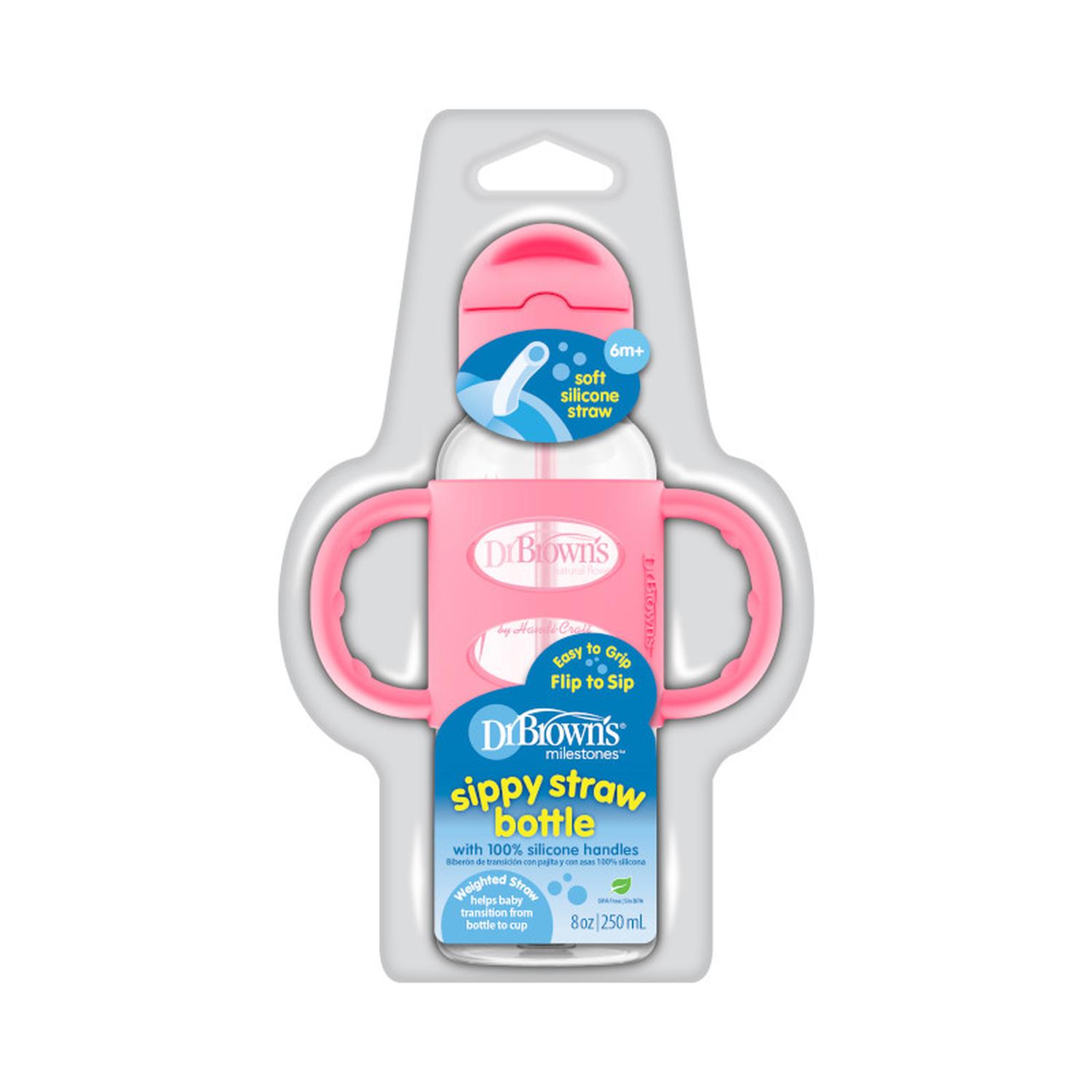 Pack De 2 Biberones Dr Brown's Con Popote Y Asas Sippy Straw 8oz/250ml Rosa 6m+ — imagen 4