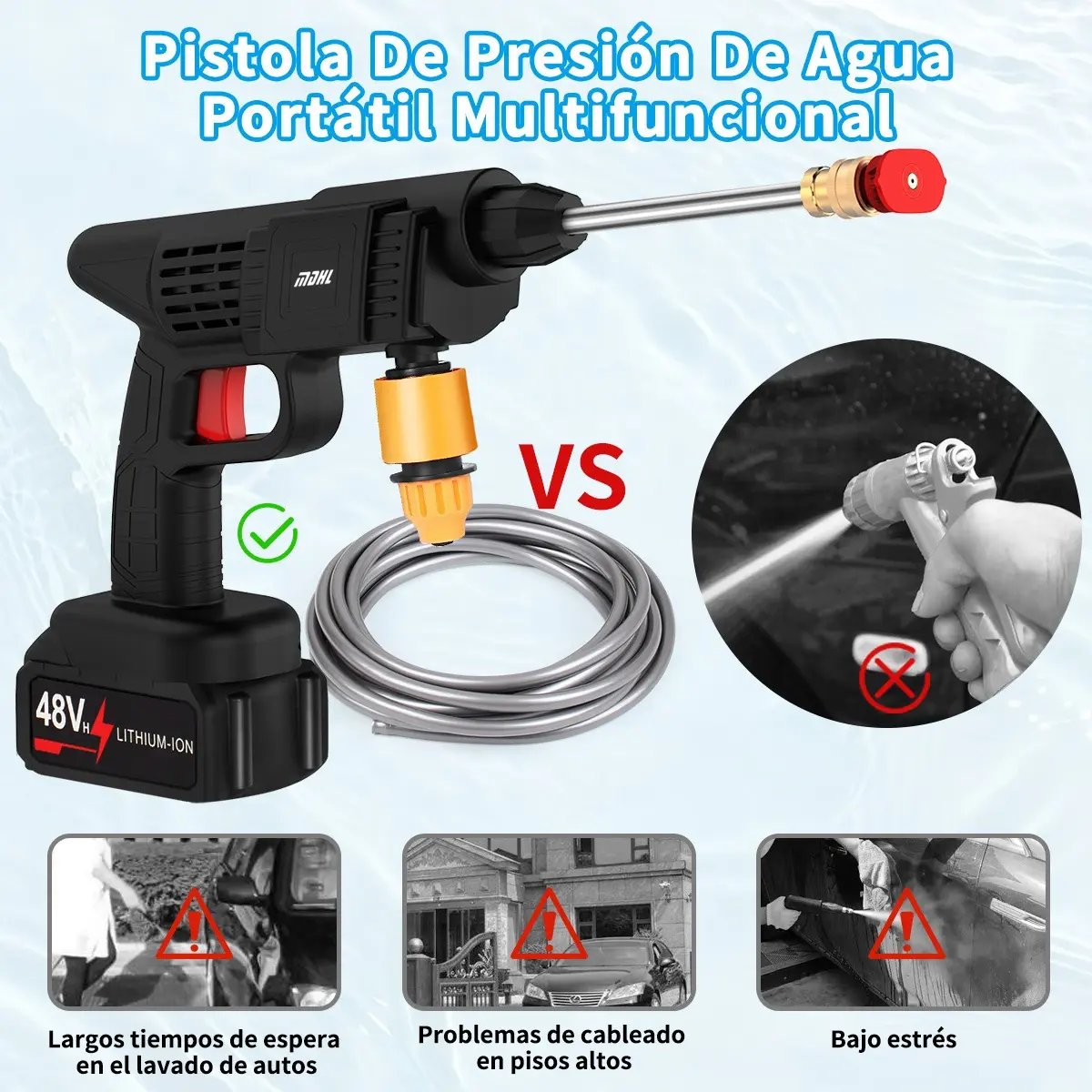 Pistola de Hidrolavado Inalámbrica Recargable 12V con Kit de Accesorios — imagen 5