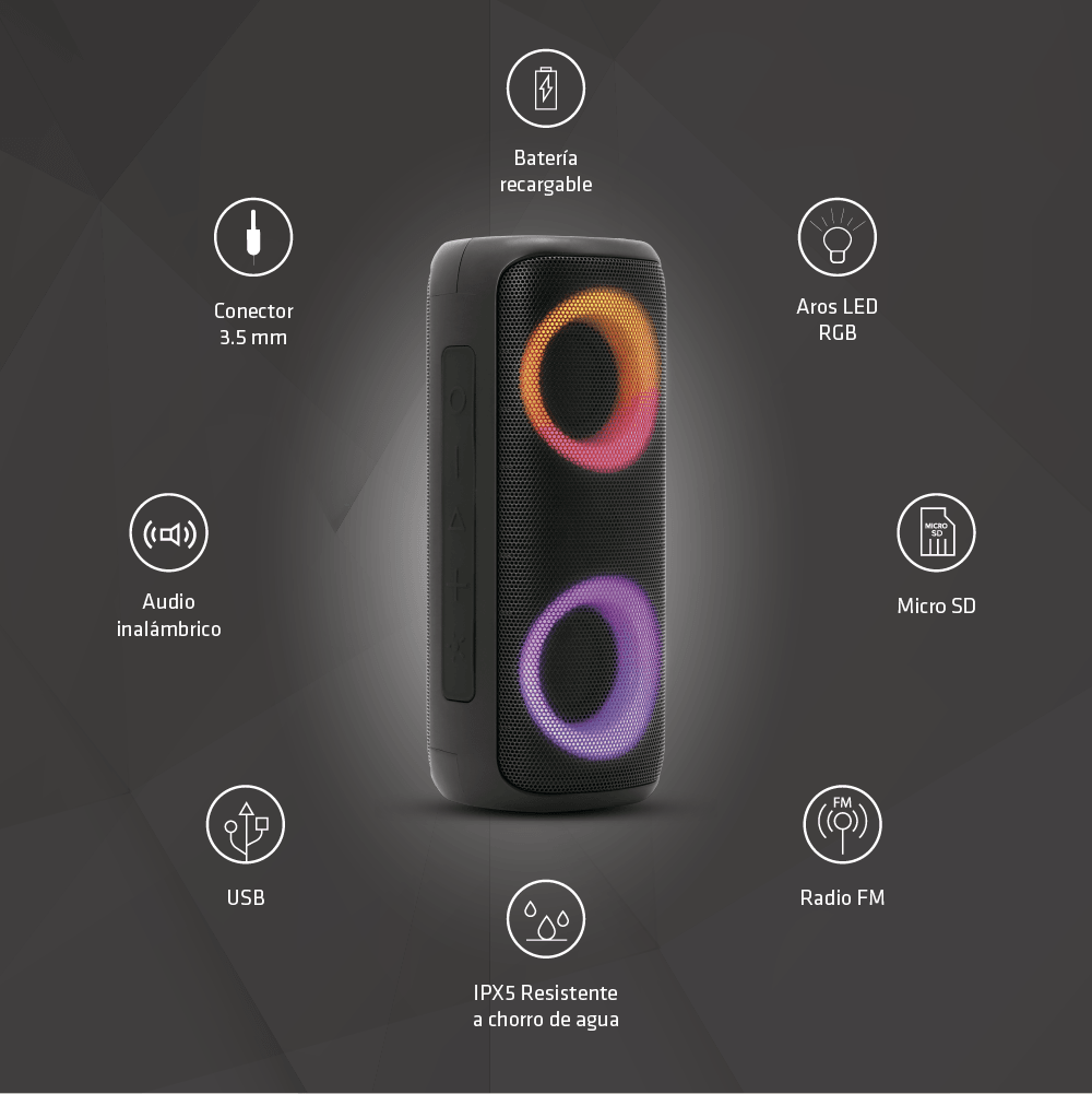 Bocina Portatil Carbono Pocket 2x2 Billboard 10W 6hrs Uso Funcion Tws Proteccion IPX5 — imagen 6