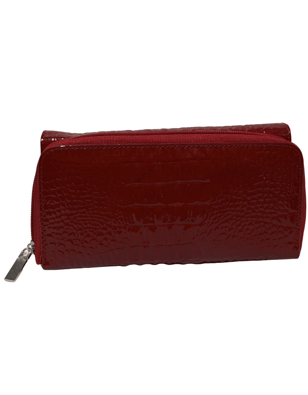 Cartera Larga Para Dama Roja Charol Grabado Cocodrilo IRAZU — imagen 5