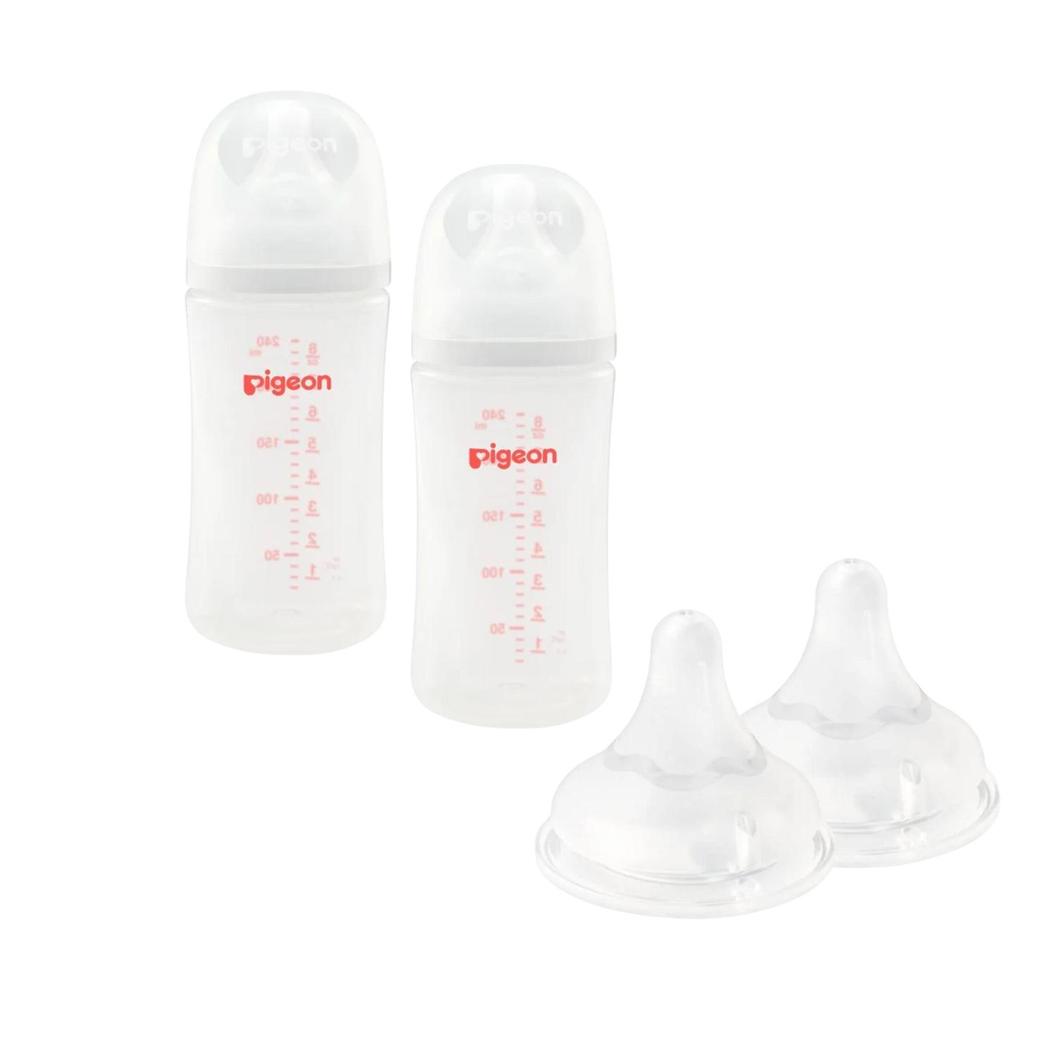 Combo 2 Biberones Pigeon 240ML y 2 Tetinas Extra Flujo L — imagen 1