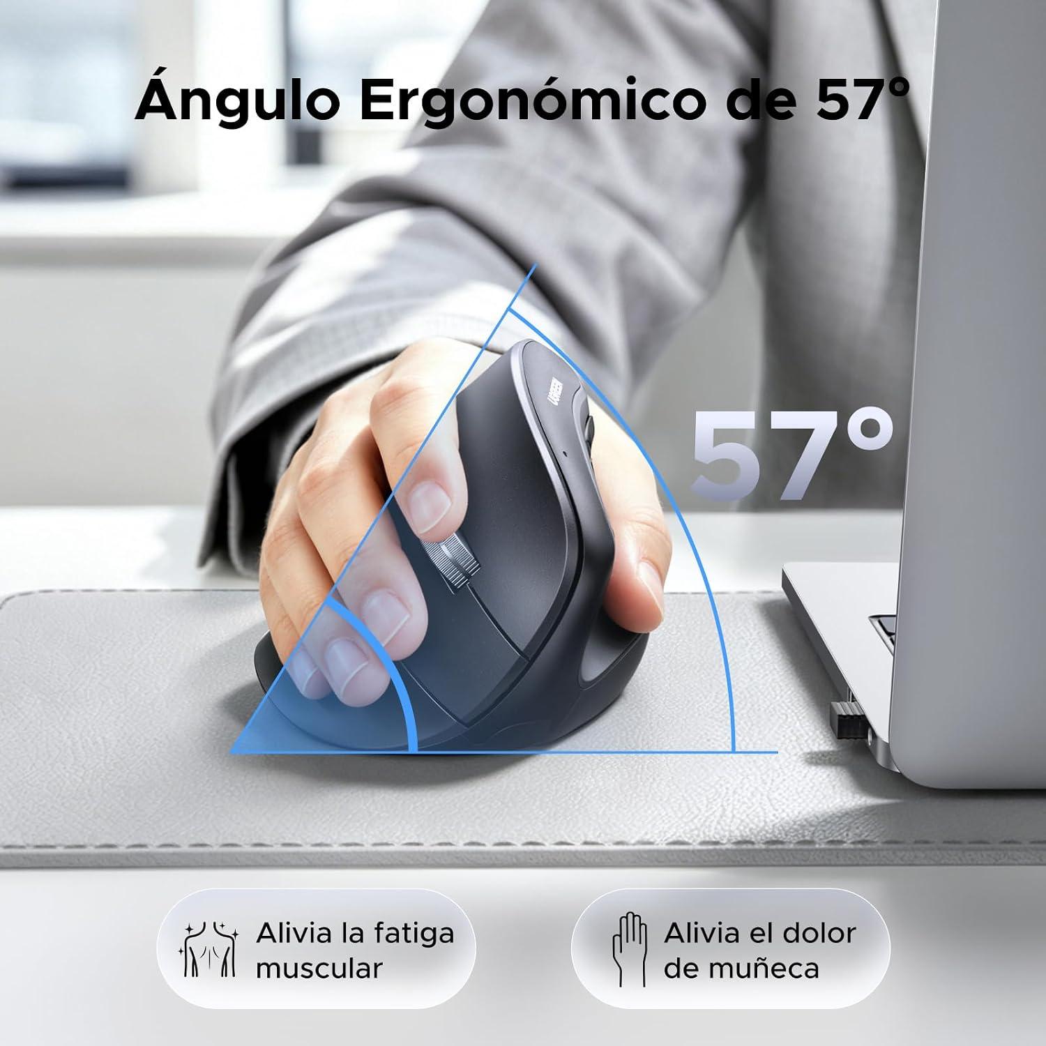 Mouse Vertical Inalámbrico Ergonómico Ugreen 6 Botones Negro — imagen 2