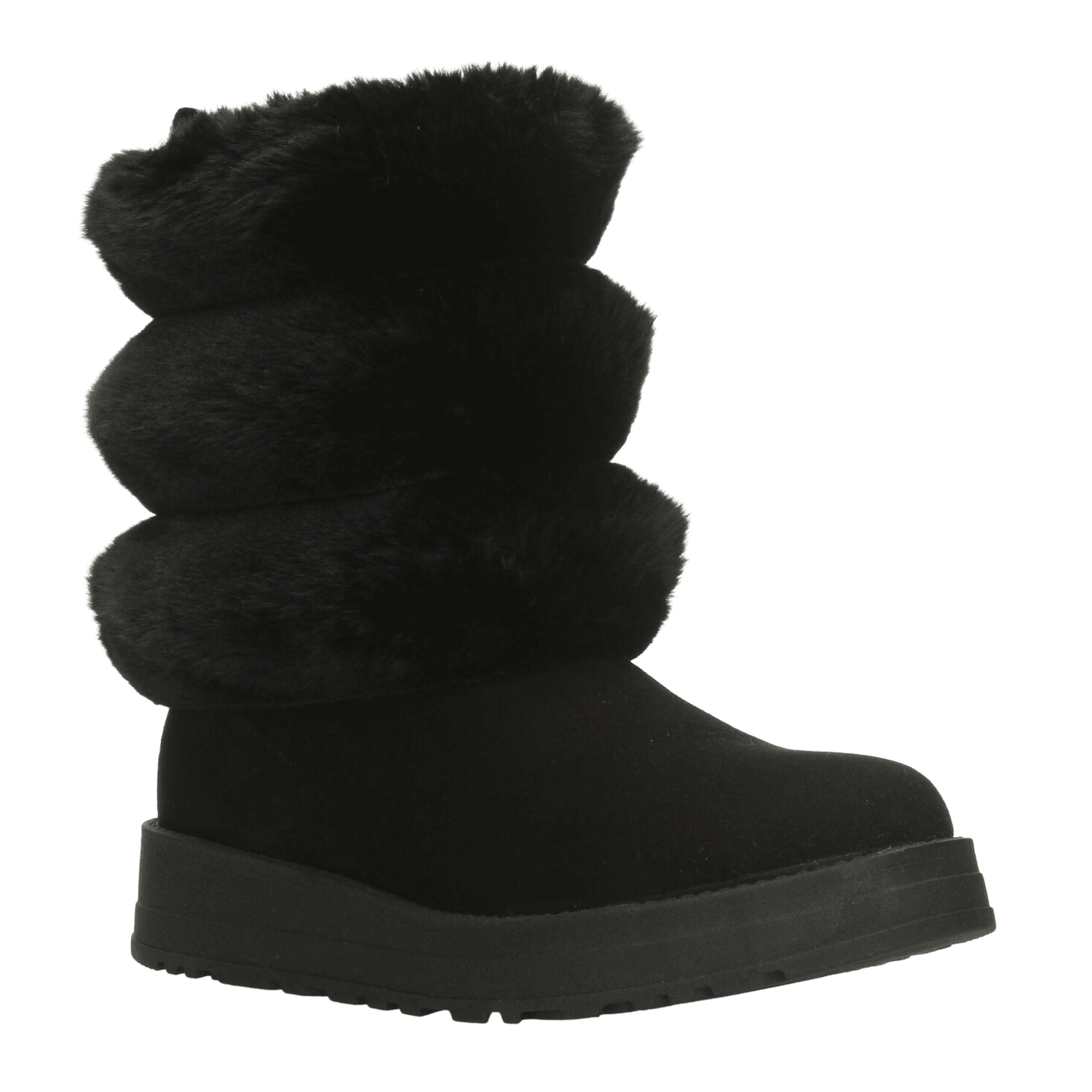 Bota Rojo Cereza Dama Negro Invierno Casual Peluche Mujer — imagen 3