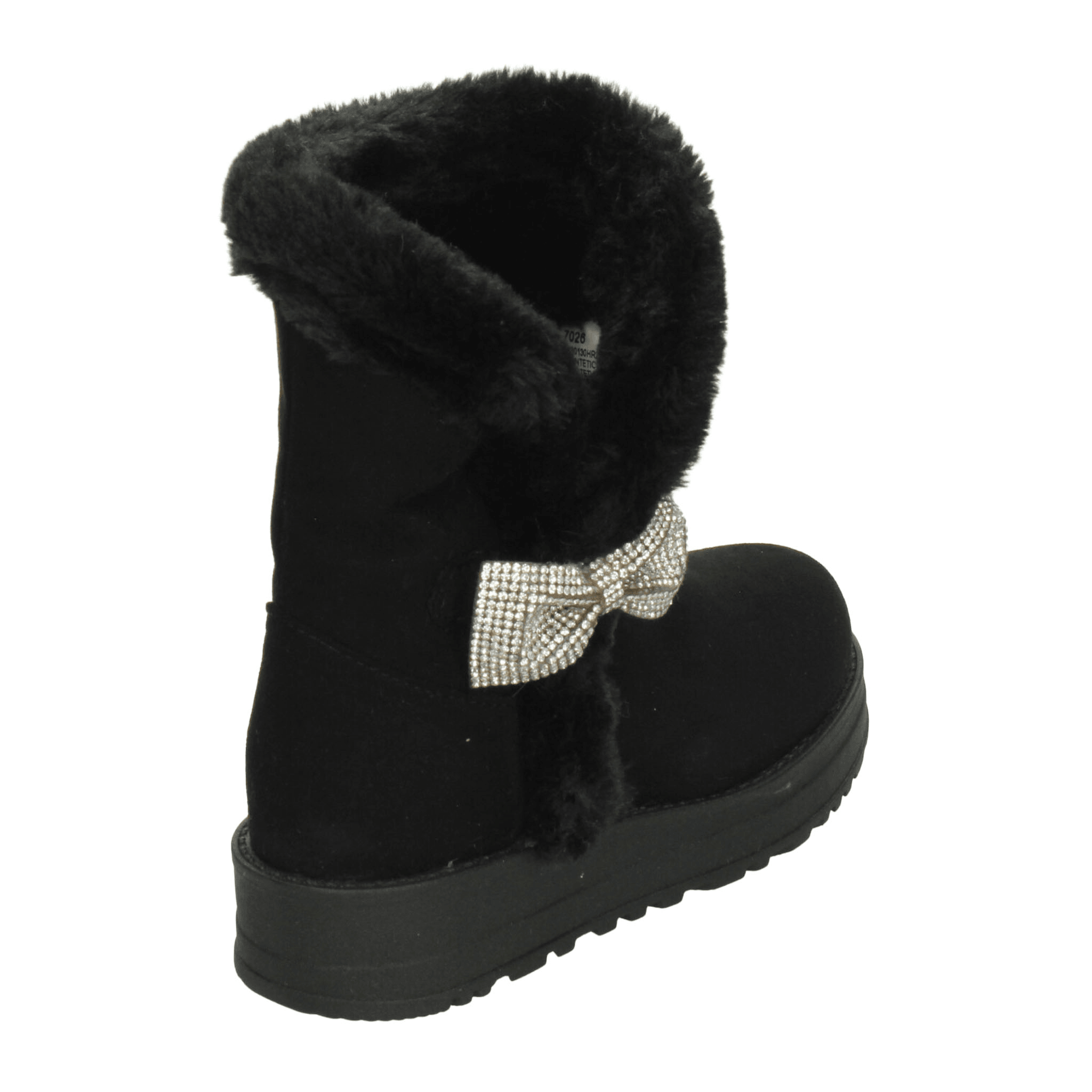 Bota Rojo Cereza Niña Casual Invierno Peluche Negro Infantil T18-22 — imagen 12