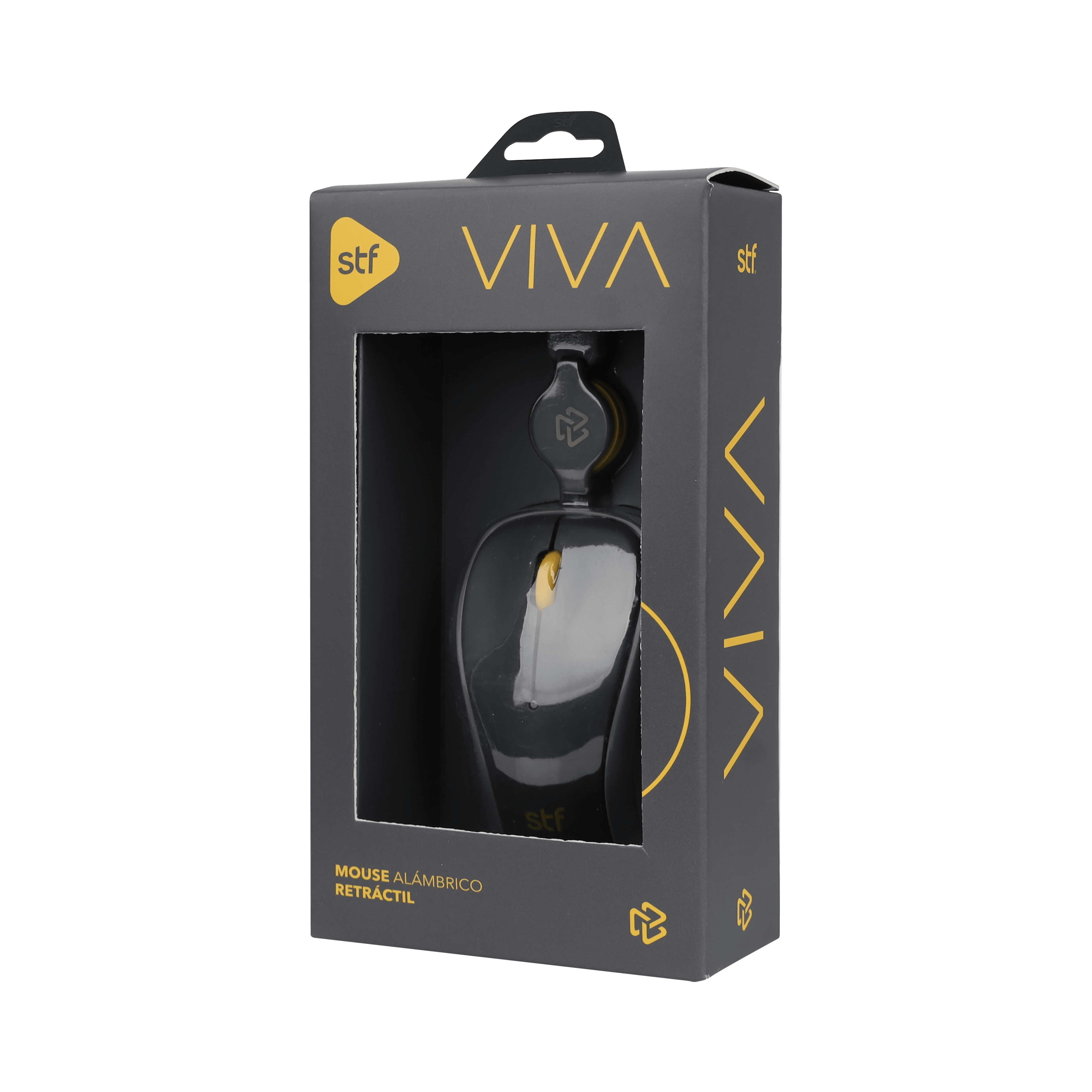 Mouse Alámbrico Retráctil STF VIVA: 1600 DPI, Ergonómico, USB, 80cm, Gris Grafito — imagen 3