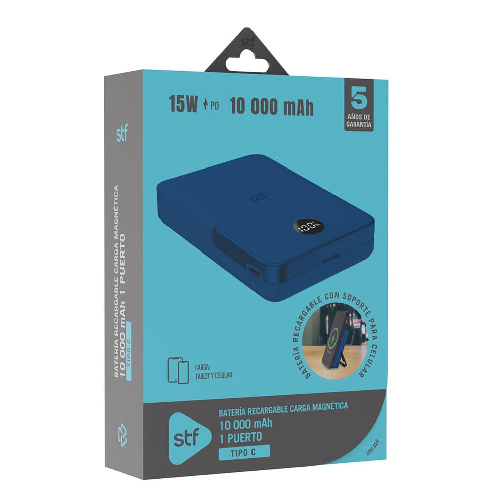 Batería Power Bank Portátil STF 10 000 mAh 20W Carga Magnética Azul — image 6