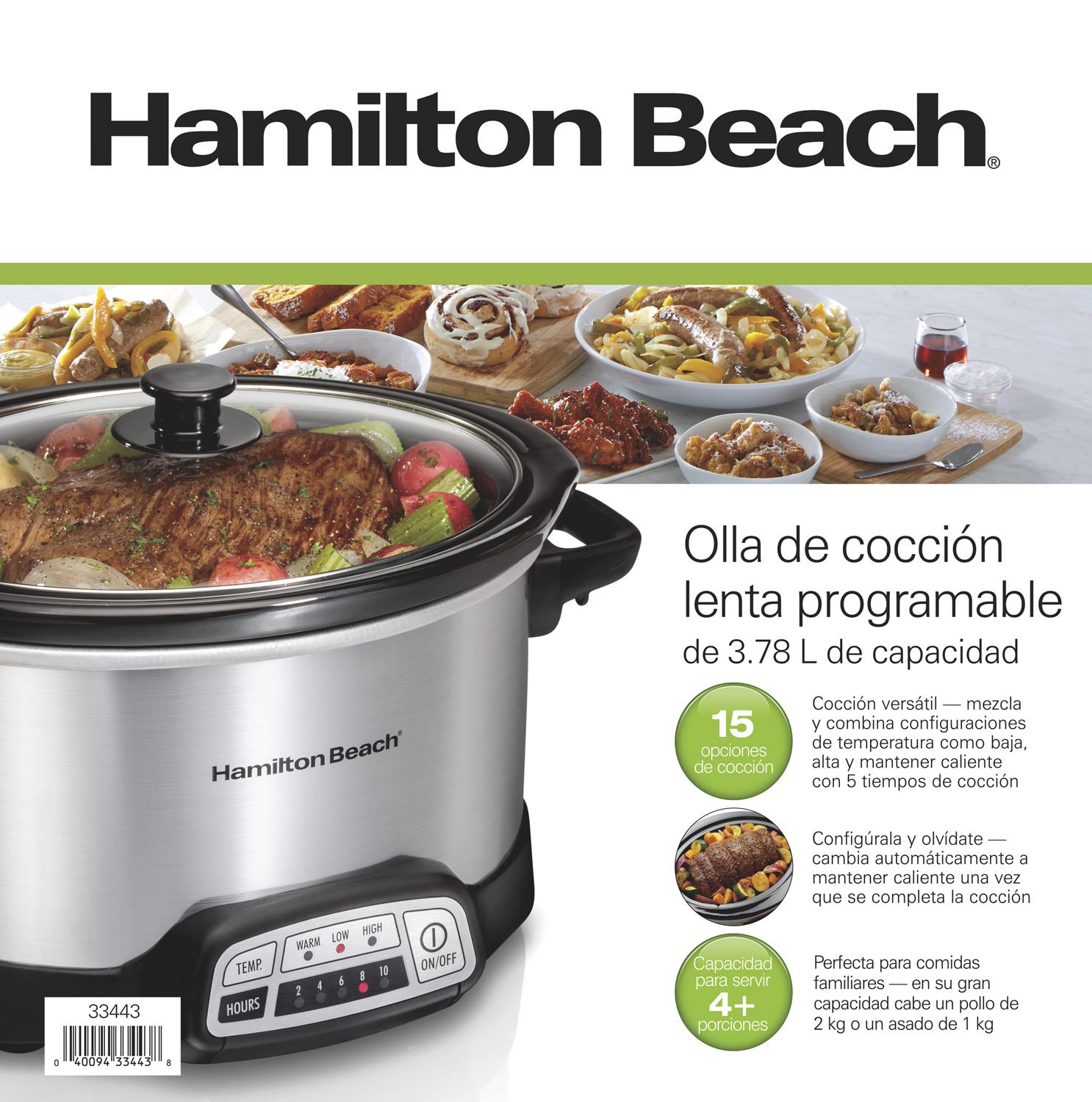 OLLA COCCION LENTA HAMILTON BEACH 33443 PROGRAMABLE 3.78L — imagen 2