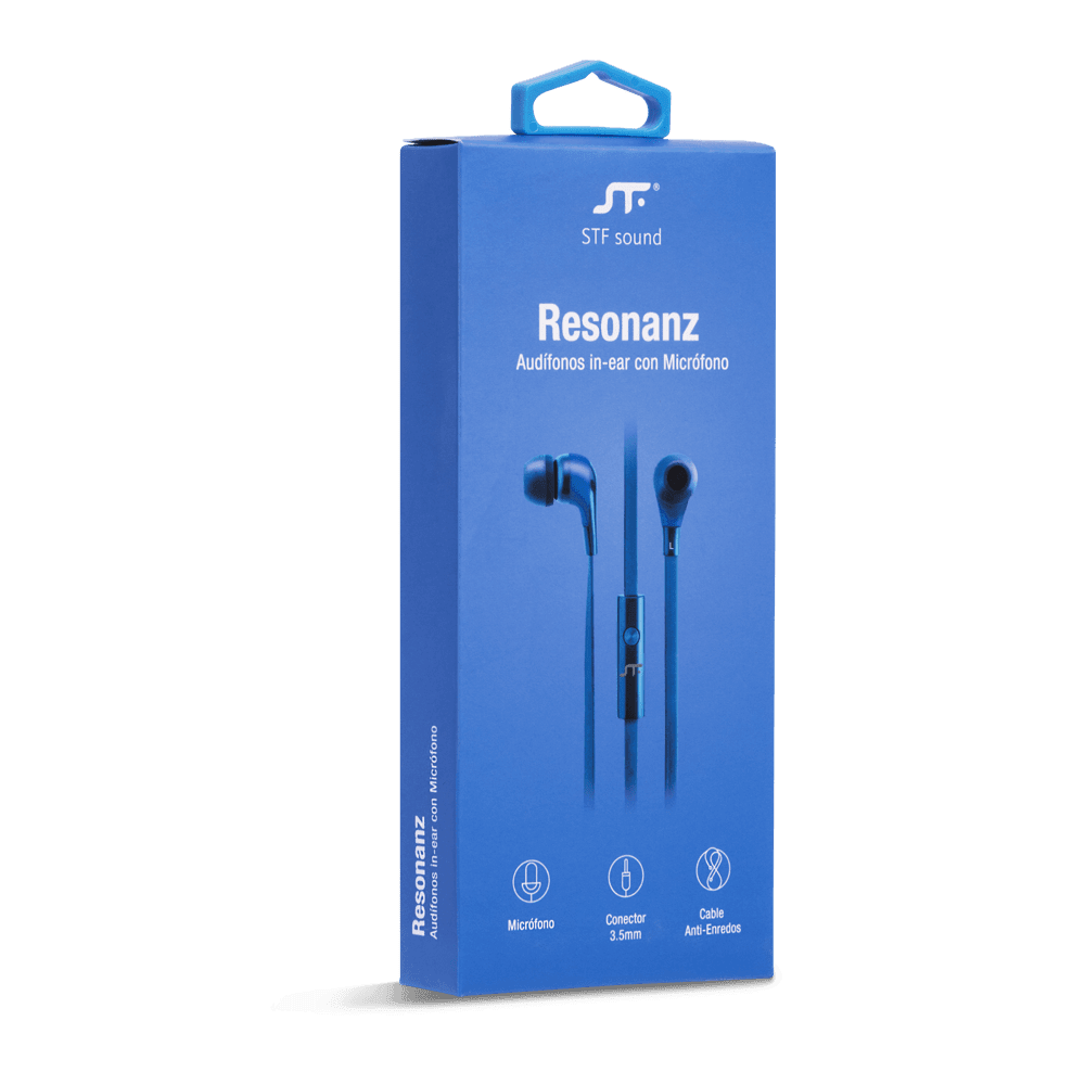 Audífonos Alámbrico In-ear STF Resonanz: Con micrófono, Azul — imagen 8