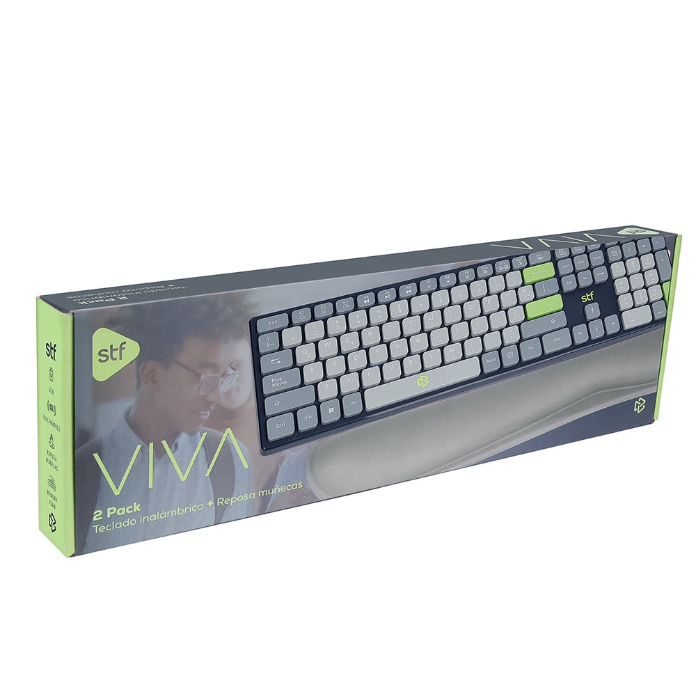 Kit Teclado inalámbrico + Reposa muñecas STF VIVA! Para computadora gris — imagen 10