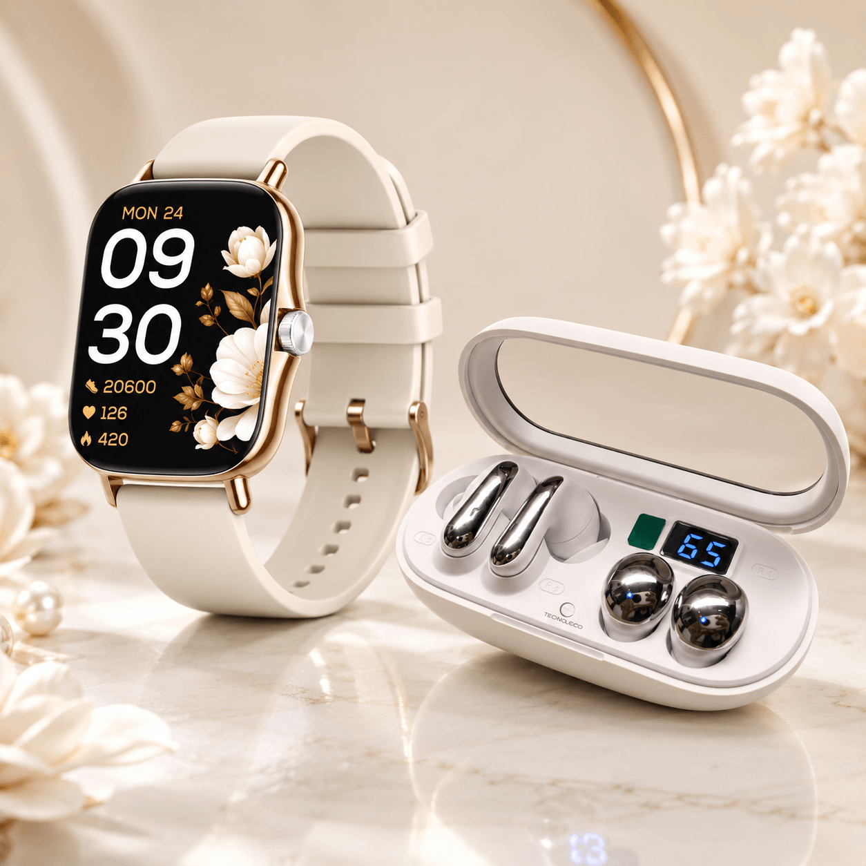Combo Smartwatch Futurem FM13 + Audífonos 2 en 1 HH More T55 Pro & Mini — imagen 2