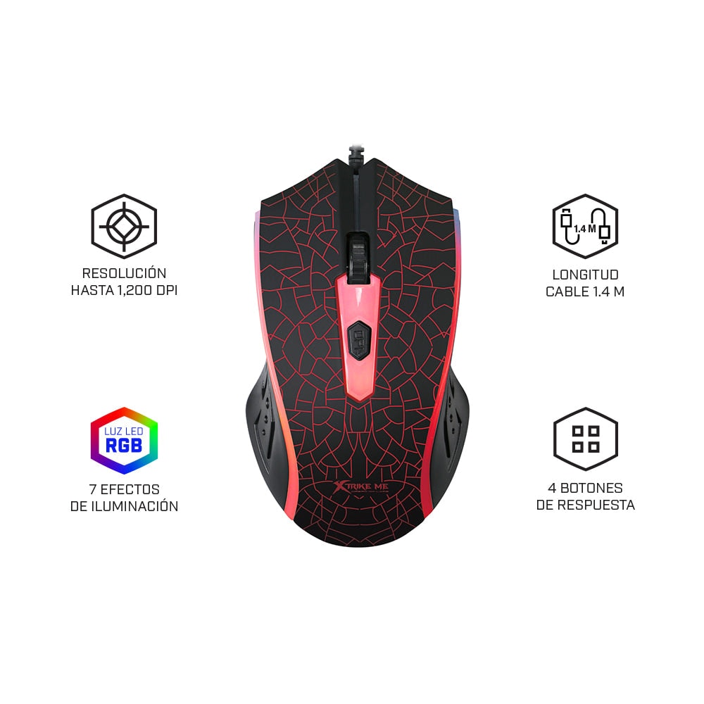 Mouse gamer XTRIKE ME GM-206 backlit 1200 DPI gaming para computadora — imagen 3