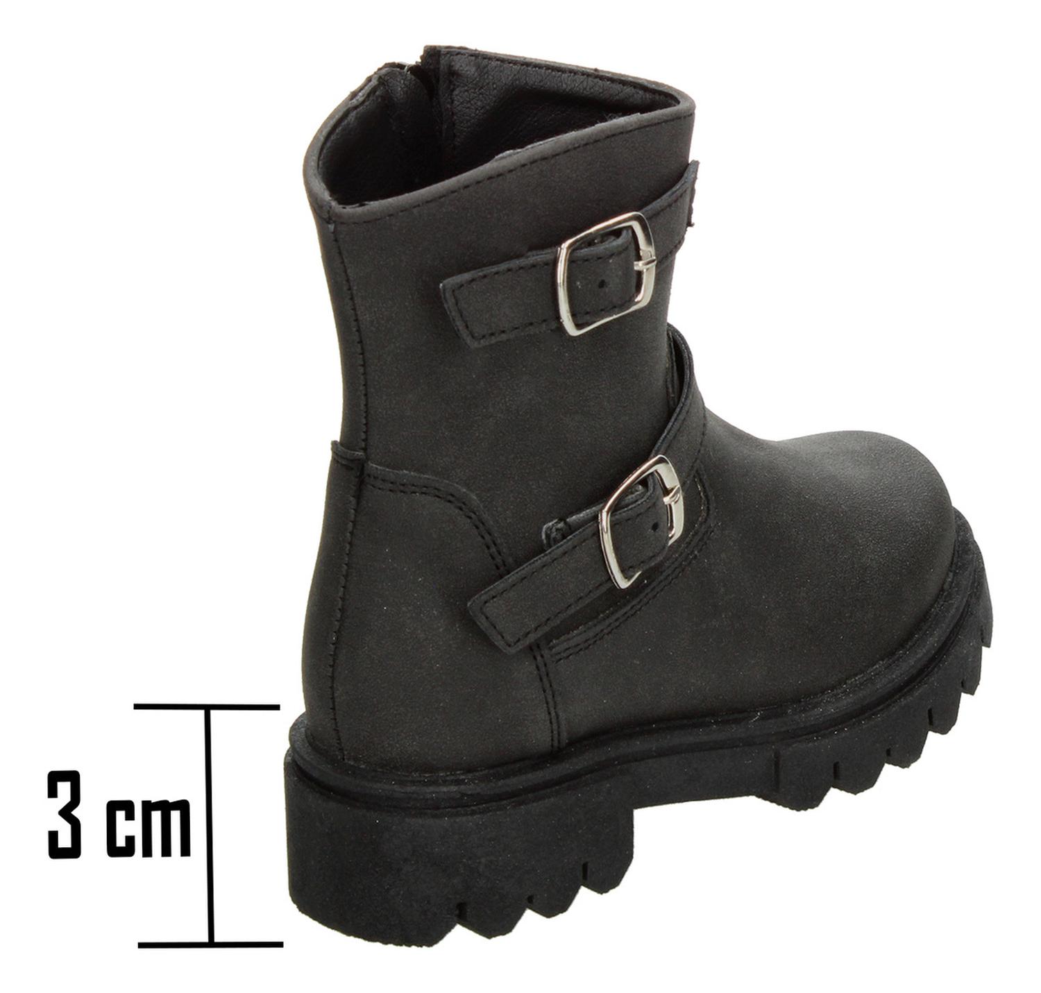 Bota Jakuna Niña Casual Doble Hebilla Tacón 3cm Negro Infantil T18-22 — imagen 3