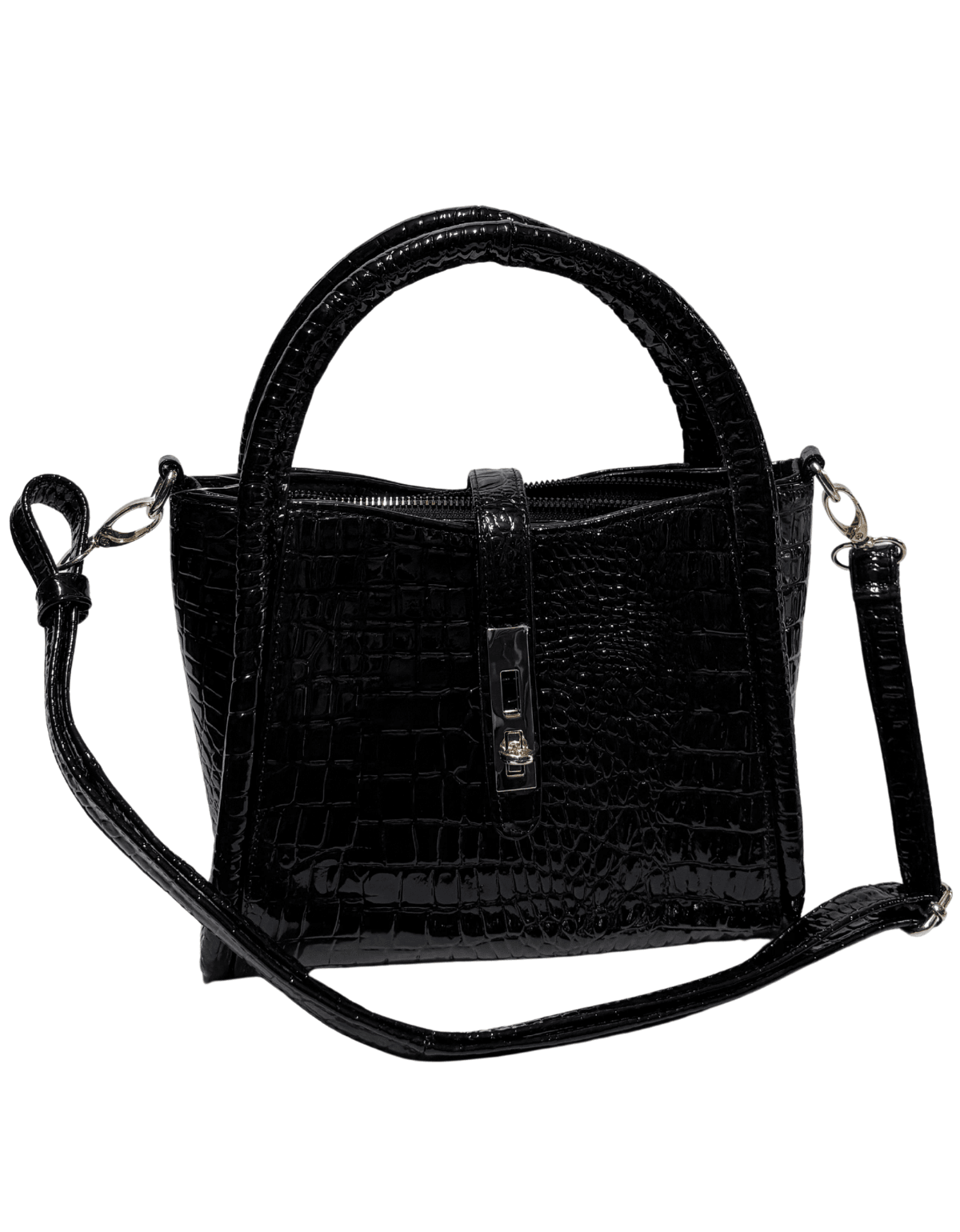 Bolsa De Mano Juvenil Para Dama Piel Charol Original Con Asa Adiconal Coral — imagen 6