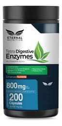 Tetra Enzimas Digestivas, 9 Enzimas + 13 Probióticos y Prebióticos + Magnesio, 200 Cápsulas