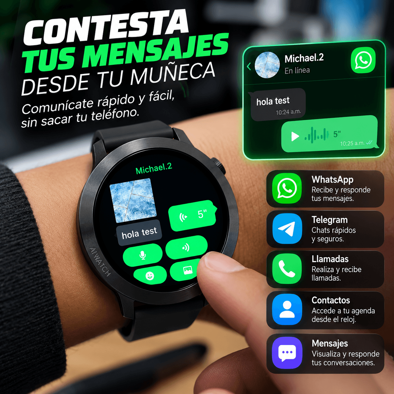 Smartwatch NEURIX AI Watch 3 con ChatGPT, WhatsApp, Llamadas Bluetooth y Funciones Deportivas — imagen 2