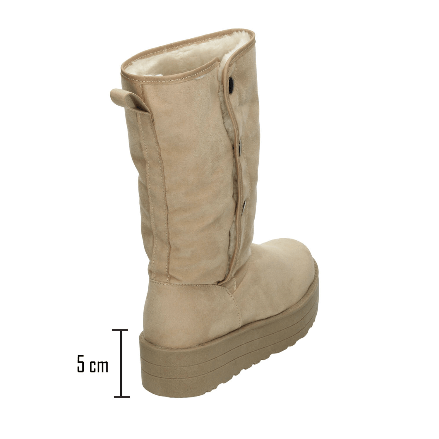 Bota Dama Rojo Cereza Beige Invierno Larga Peluche Casual Mujer — imagen 4