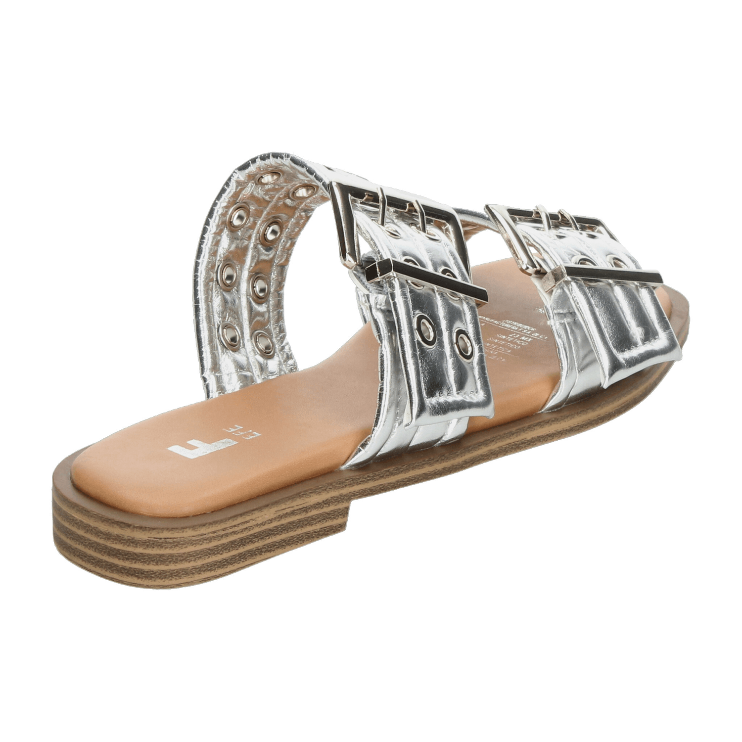 Sandalias Efe Dama De Piso Hebillas Casual Plateado Mujer — imagen 3
