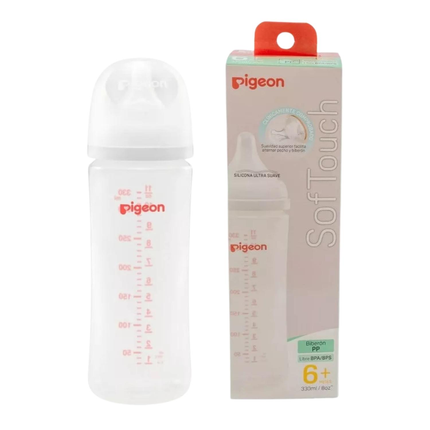 Pack 5 Biberones Pigeon Soft Touch Boca Ancha 330ml/11oz 6m+ Anticólicos Transparente — imagen 6