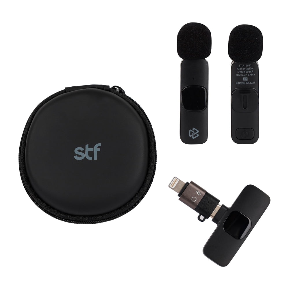 Kit 2 Micrófonos inalámbricos para celular STF Tipo C - Lightning con estuche — imagen 4