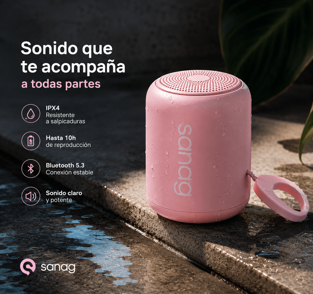 Combo Smartwatch Elegante para Dama Rosé + Audífonos G-Tide L42 Rosa + Bocina Bluetooth Sanag X6S — imagen 8