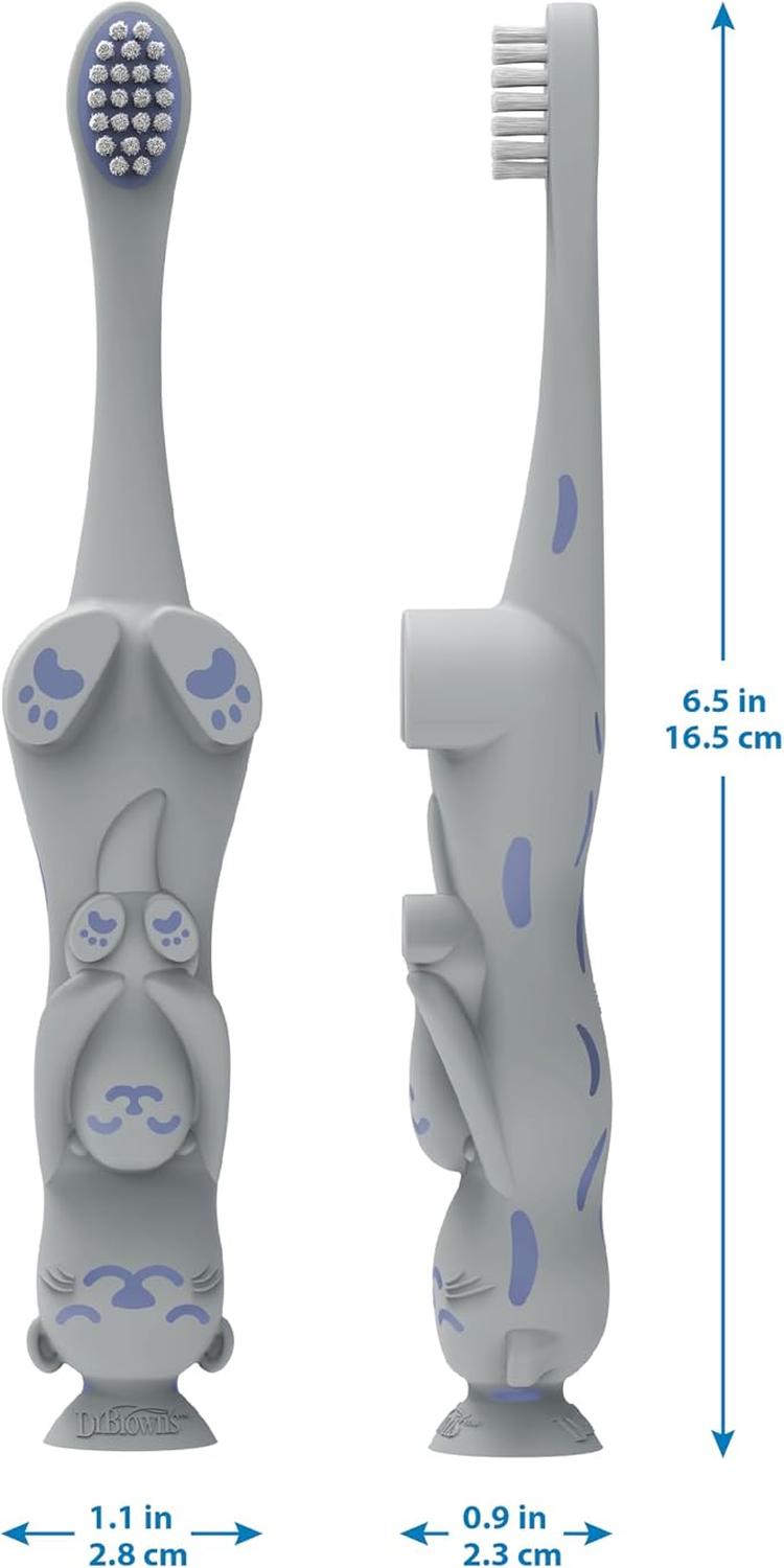 Cepillo de Dientes para Bebé Dr. Brown's Nutria Gris Sin BPA 1-4 Años — imagen 3