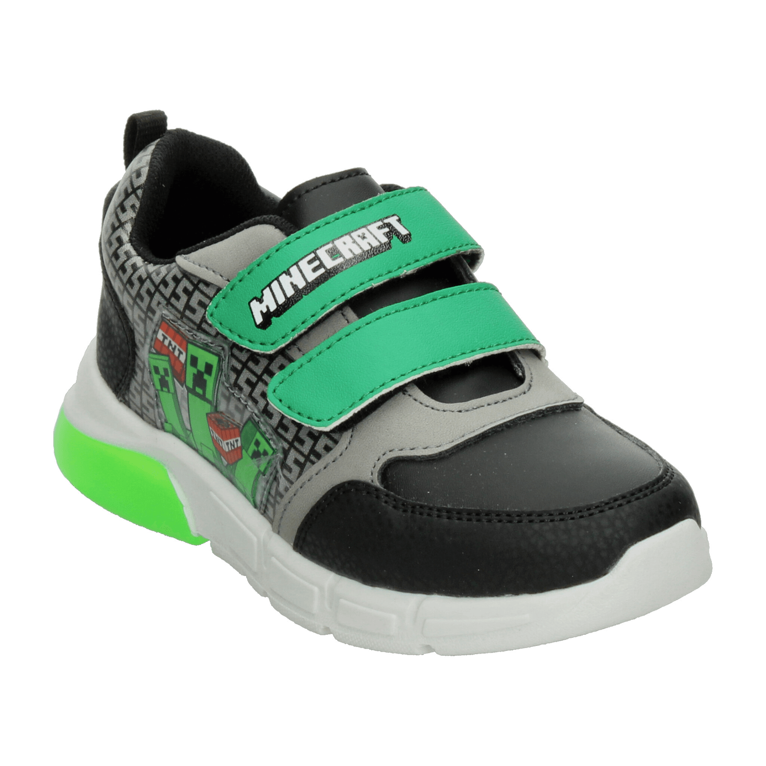 Tenis Minecraft Niño Led Cinta Adhesiva Casual Negro Infantil T15-18 — imagen 4