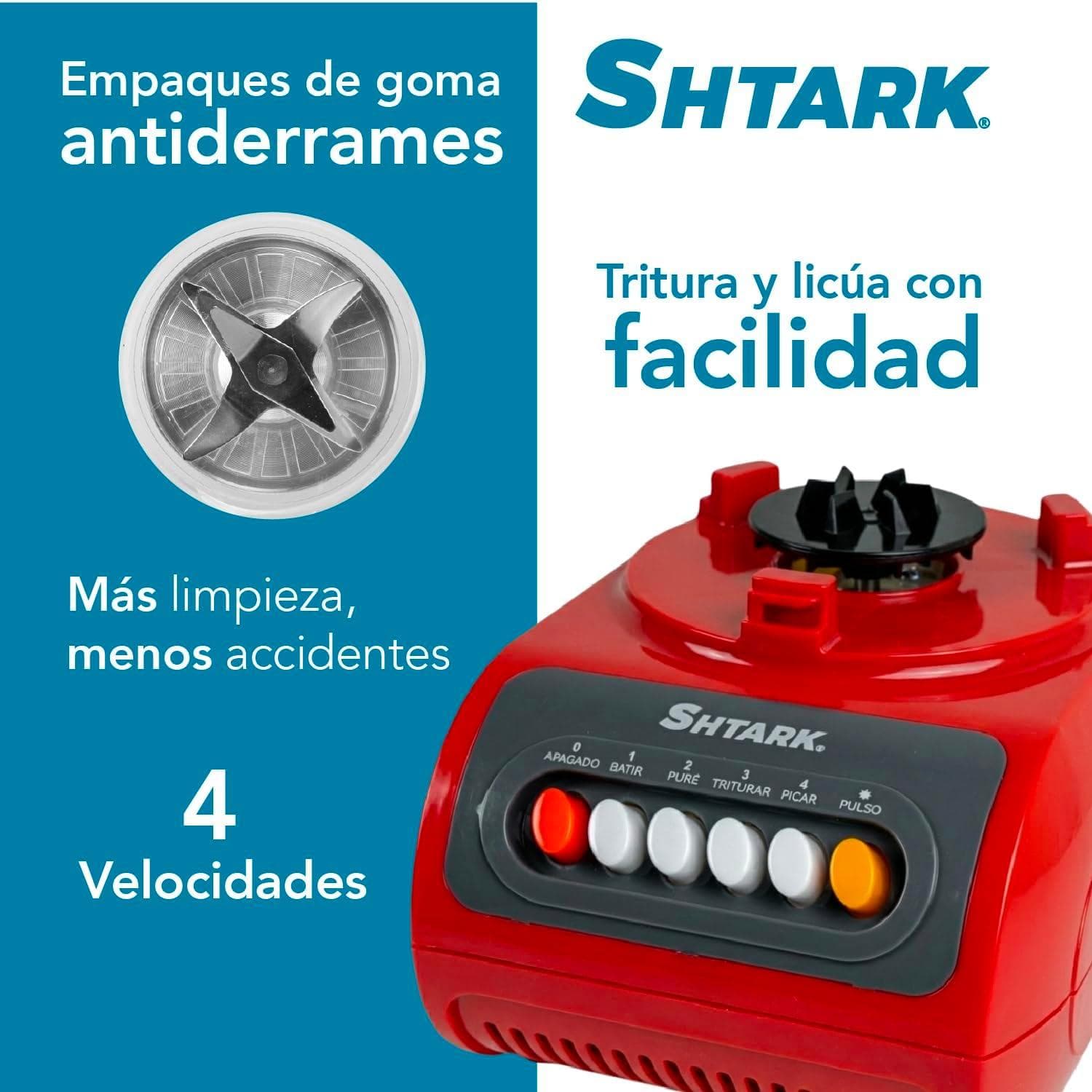 Licuadora Shtark 500W 1.5L con Vaso y Molinillo Rojo — image 6