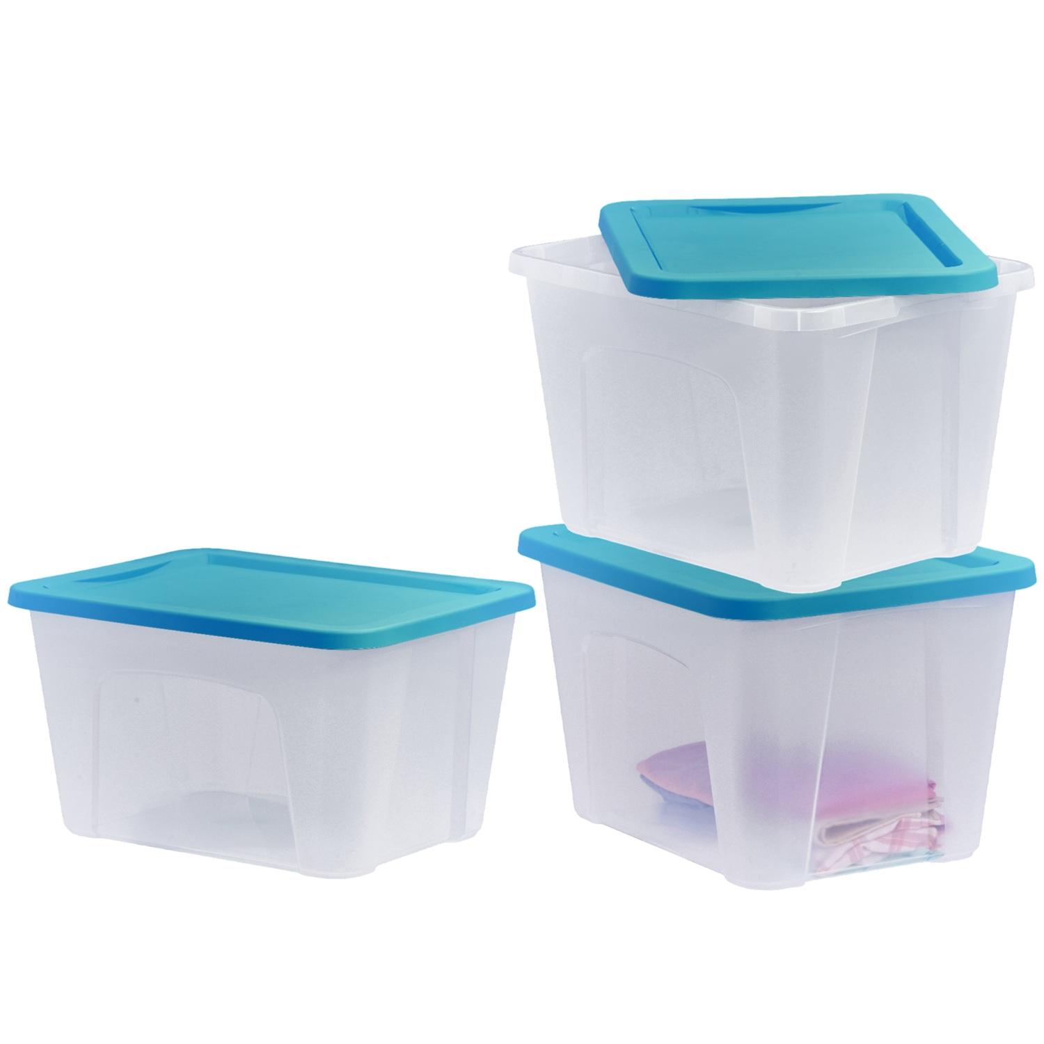 3 CAJA PLÁSTICO ORGANIZADORACON TAPA 87 LITROS RESISTENTE — imagen 1