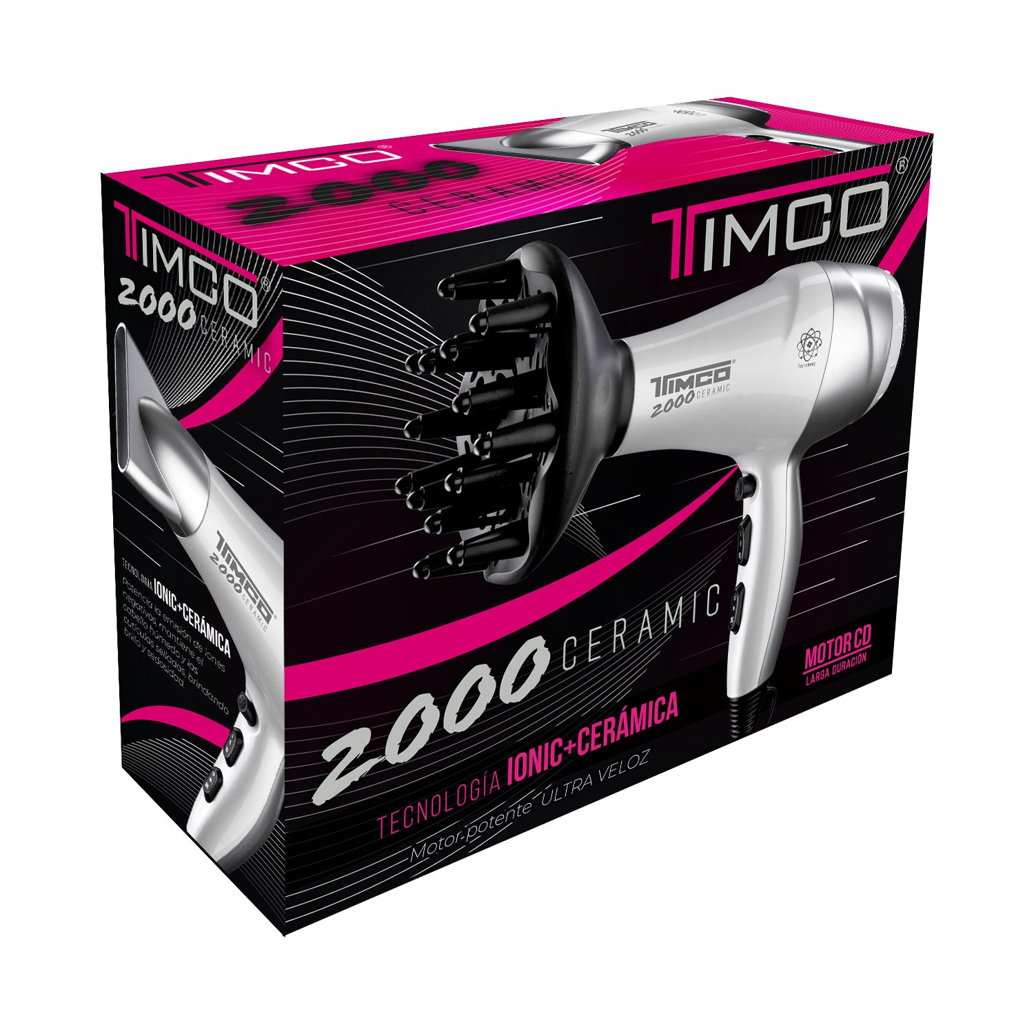 Secadora de Cabello Cerámica Iones con Difusor y Boquilla Timco SIN-2000 — imagen 5