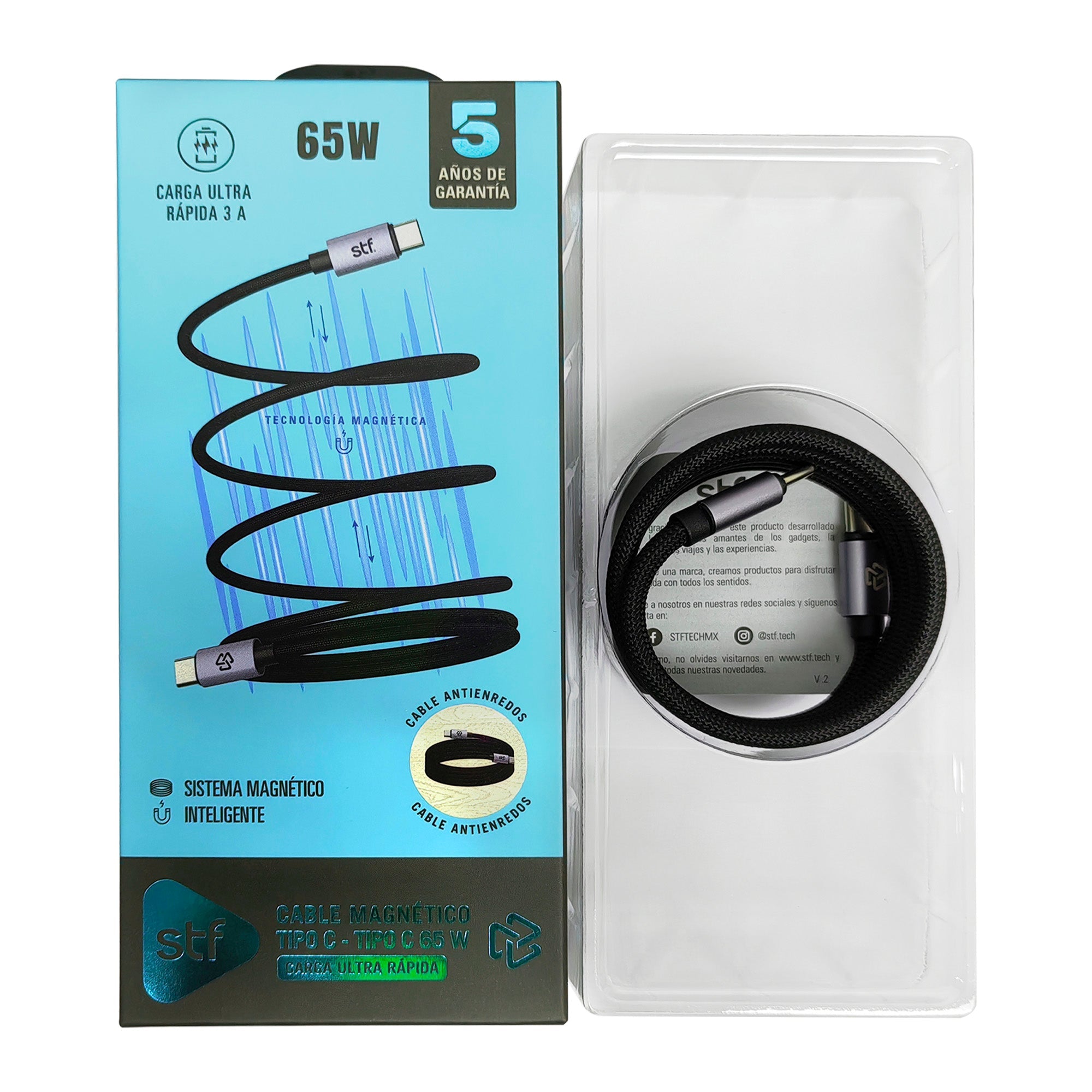 Cable Magnético STF Tipo C a Tipo C: Carga Rápida, 65W, Transferencia de datos, Negro — imagen 6