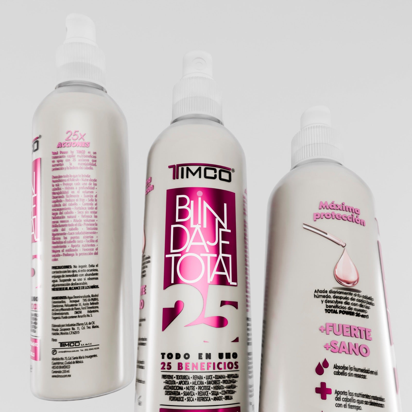 Spray Multibeneficios Protector térmico 25 en 1 Sin enjuague Unisex Total Power Timco LIQ25 — imagen 3