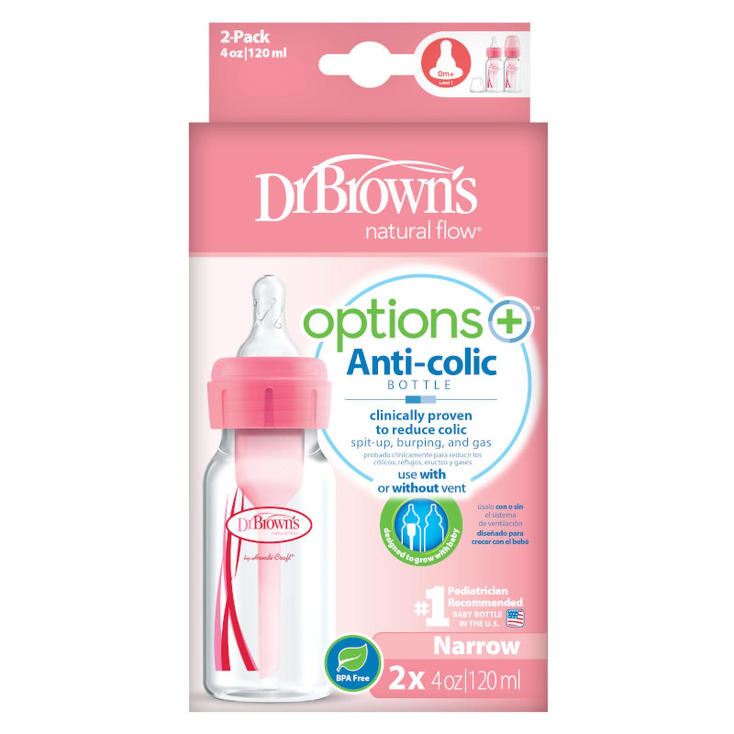 Pack Dr Brown's 2 Biberones Options+ Standard 4oz Y 2 Chupones Happy Paci Rosa — imagen 2