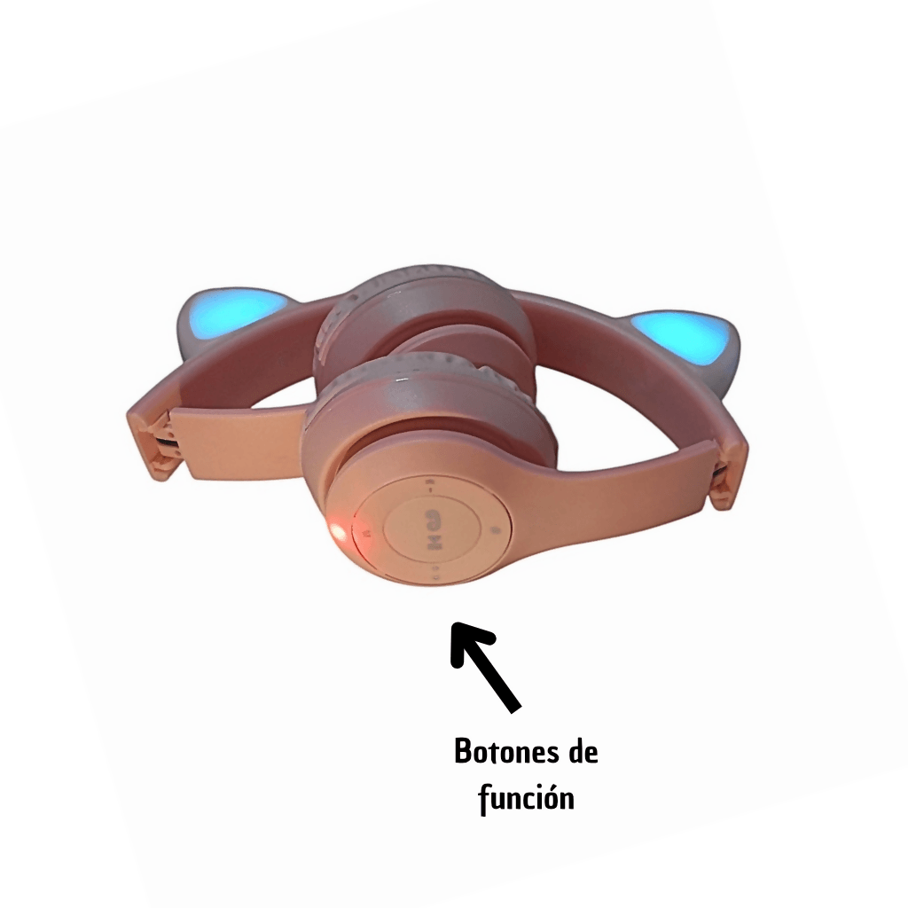 Audífonos Gatica Bluetooth, luces led, Radio FM, diadema plegables.ROSAS. — imagen 5