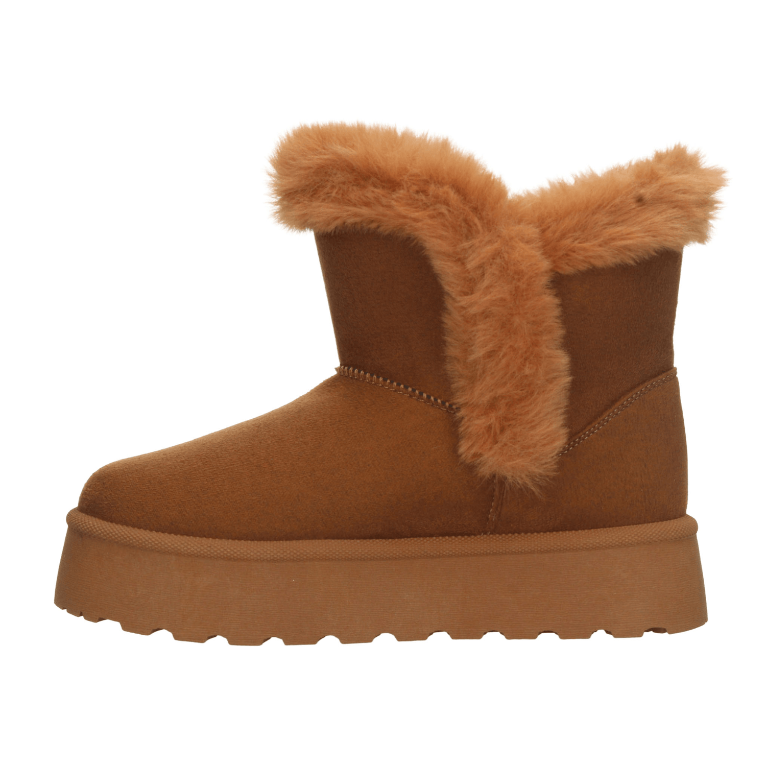 Botín Dama Perugia Camel Café Casual Invierno Peluche Mujer — imagen 6