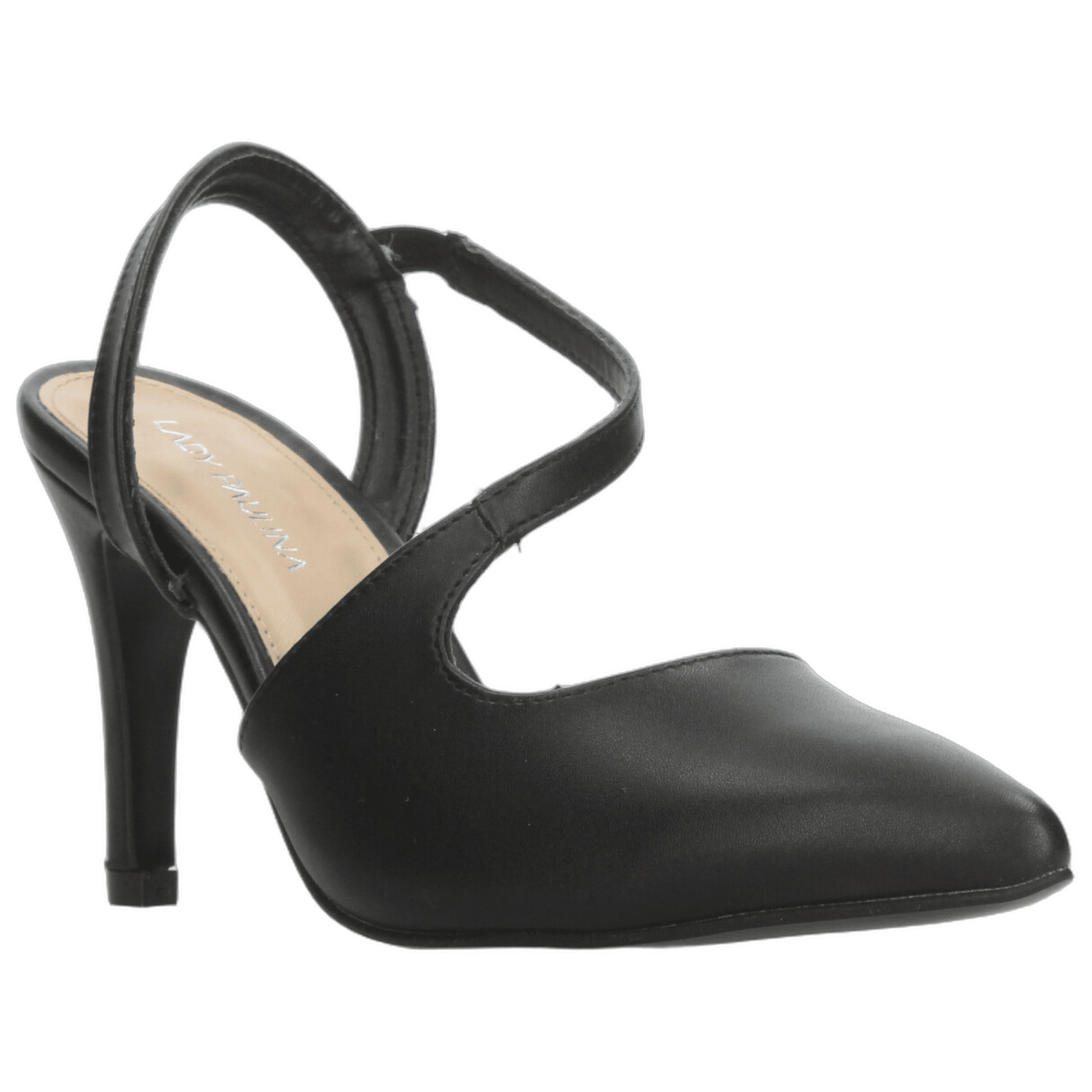 Zapatillas Paulina Dama Negro Formal Tacón Puntiagudo Mujer — imagen 3