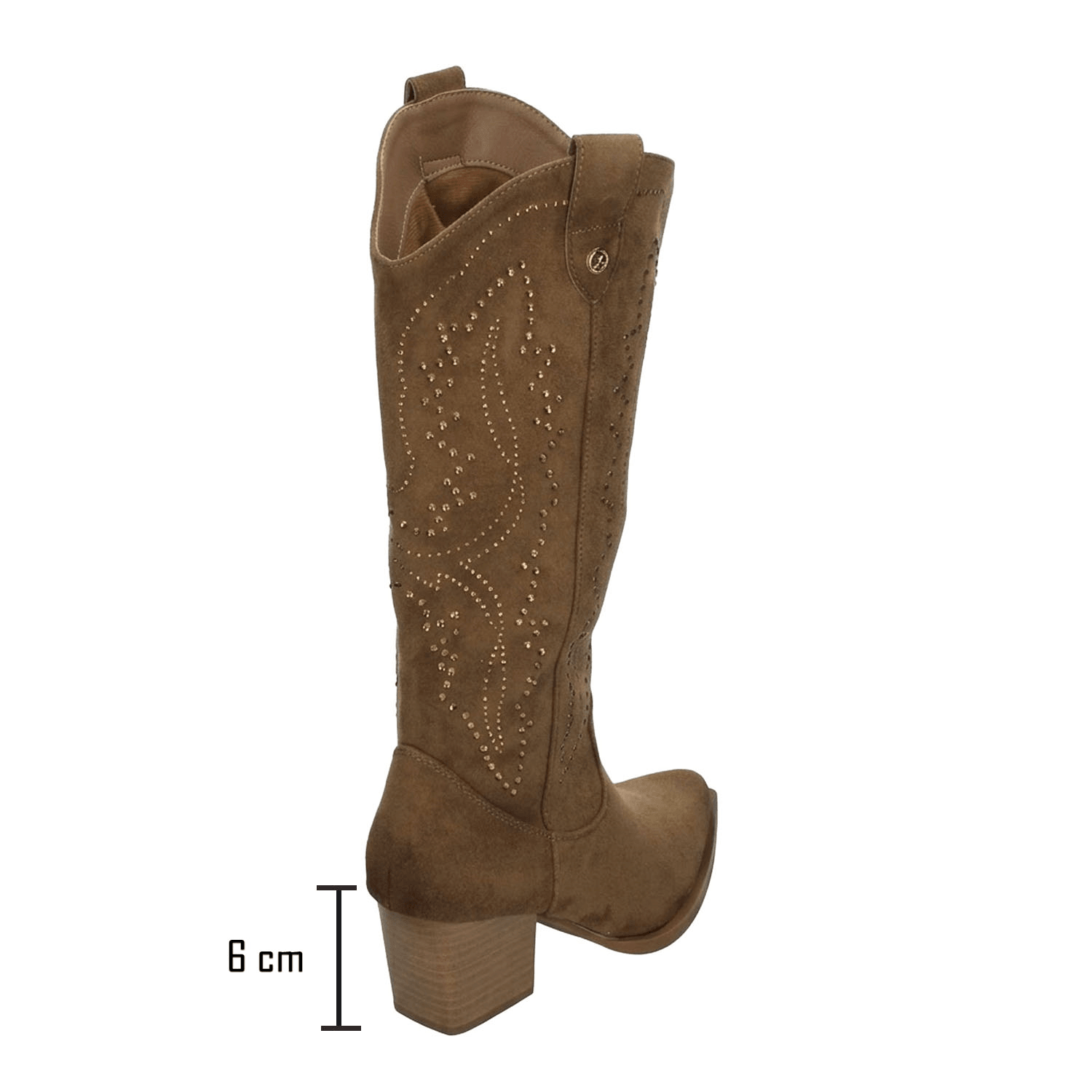 Bota Xti Dama Vaquera Casual Pedrería Larga Café Mujer — imagen 12