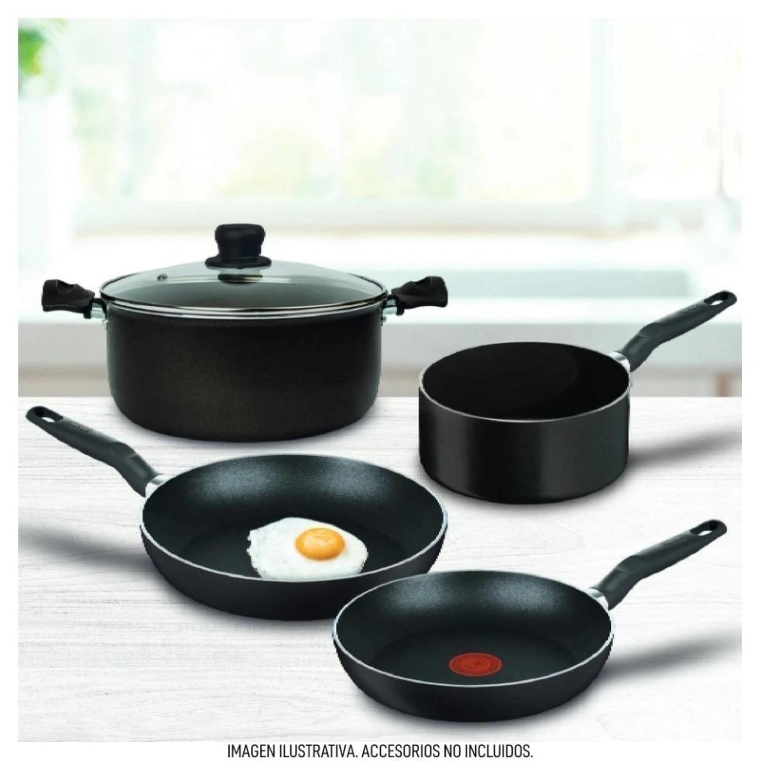 BATERIA DE COCINA T-FAL 390900 5 PIEZAS ALUMINIO ANTIADHERENTE NEGRO — imagen 3