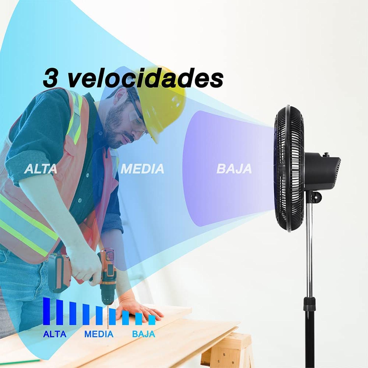 VENTILADOR PEDESTAL MYTEK 3404 18 PUL 5 ASPAS 120w — imagen 4